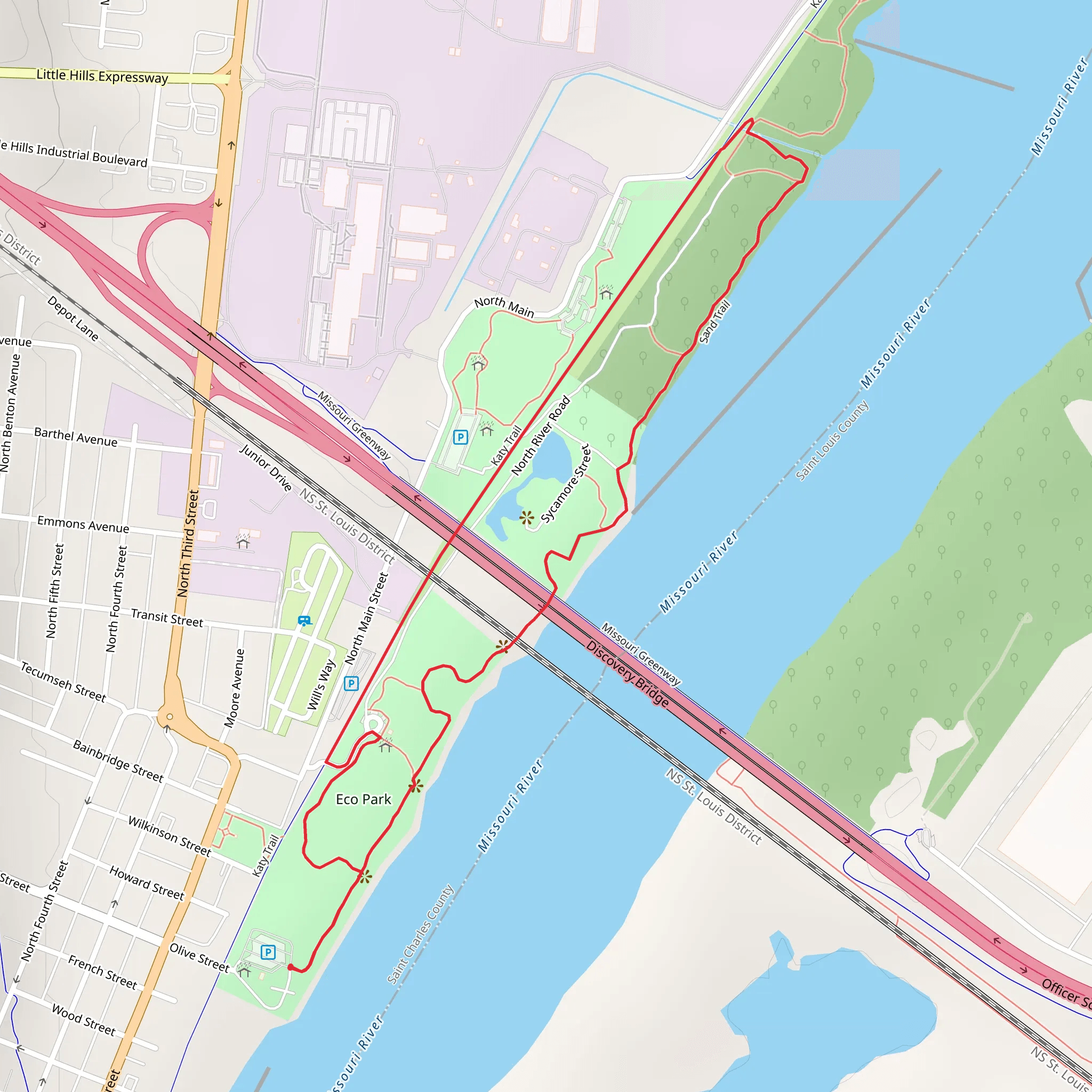Eco Park and Katy Trail mobile static map