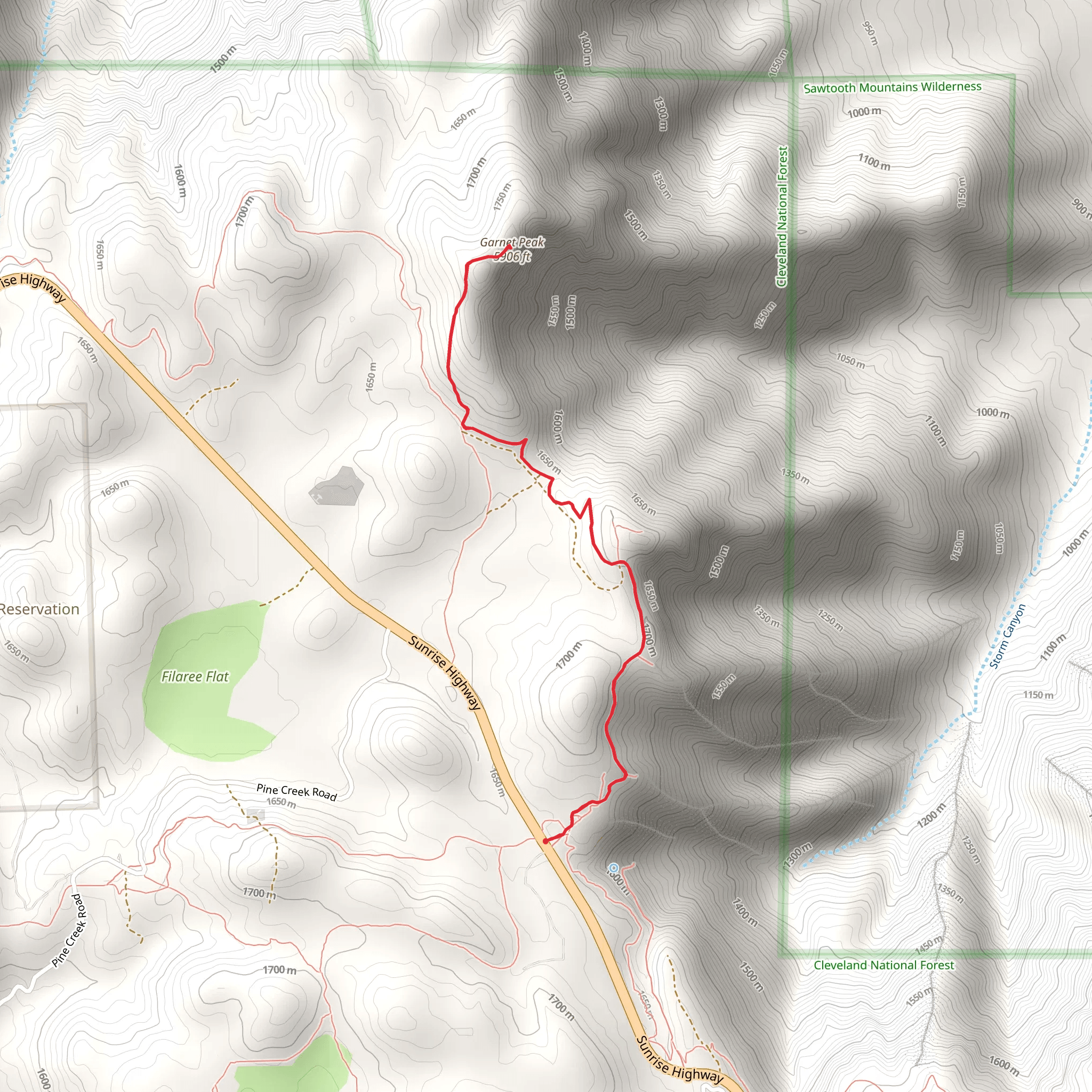 Garnet Peak via PCT mobile static map