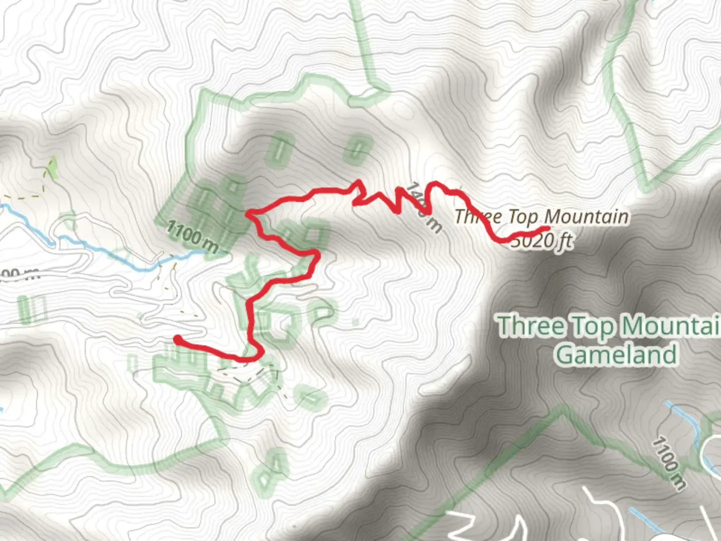 An image depicting the trail Three Top Mountain Trail and its surrounding area.