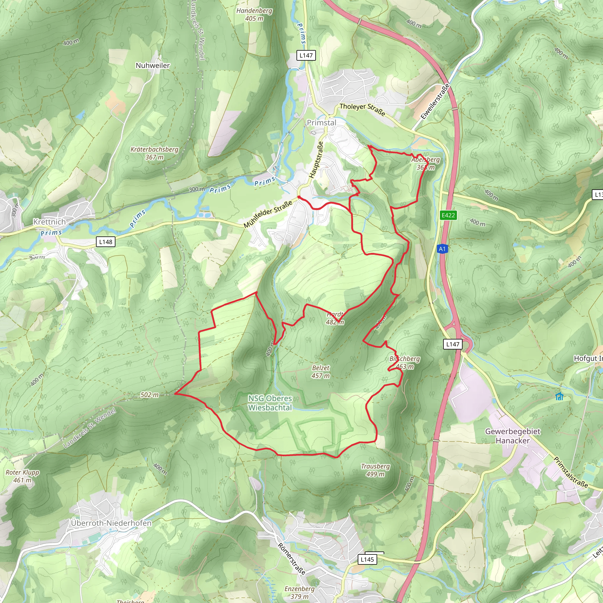 Muhlfeld and NSG Oberes Wiesbachtal Loop mobile static map