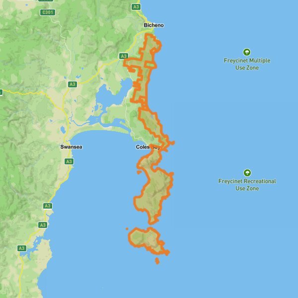 Freycinet National Park mobile static map