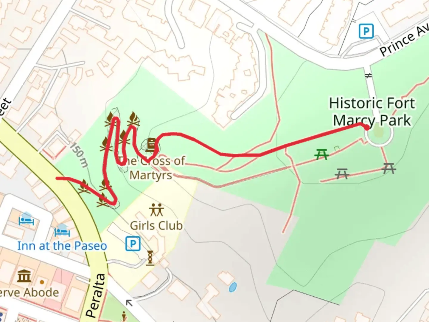 An image depicting the trail Historic Fort Marcy Park and its surrounding area.