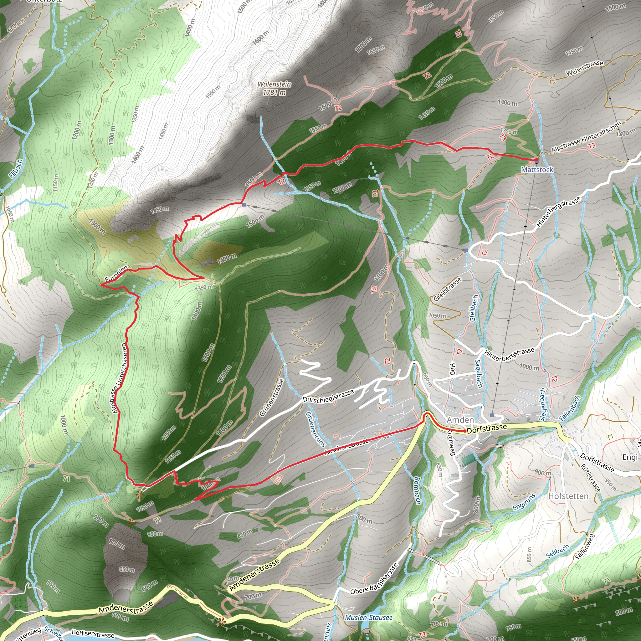 Amden - Hasenboden Trail mobile static map