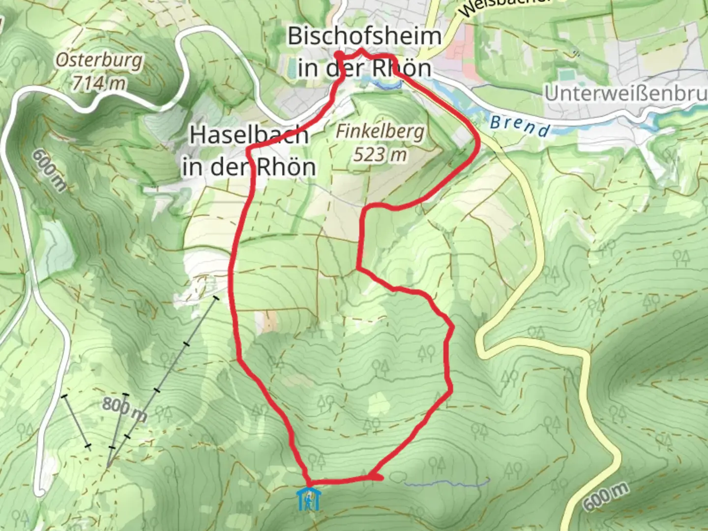 An image depicting the trail Rhoen Rundweg 3 Haselbach and Bischofsheim Rundweg and its surrounding area.