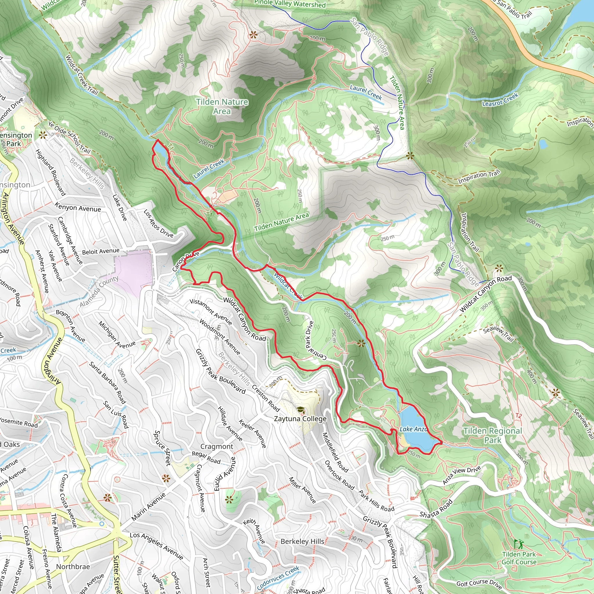 Selby, Jewel Lake, Wildcat Gorge and Lake Anza Loop Trail mobile static map