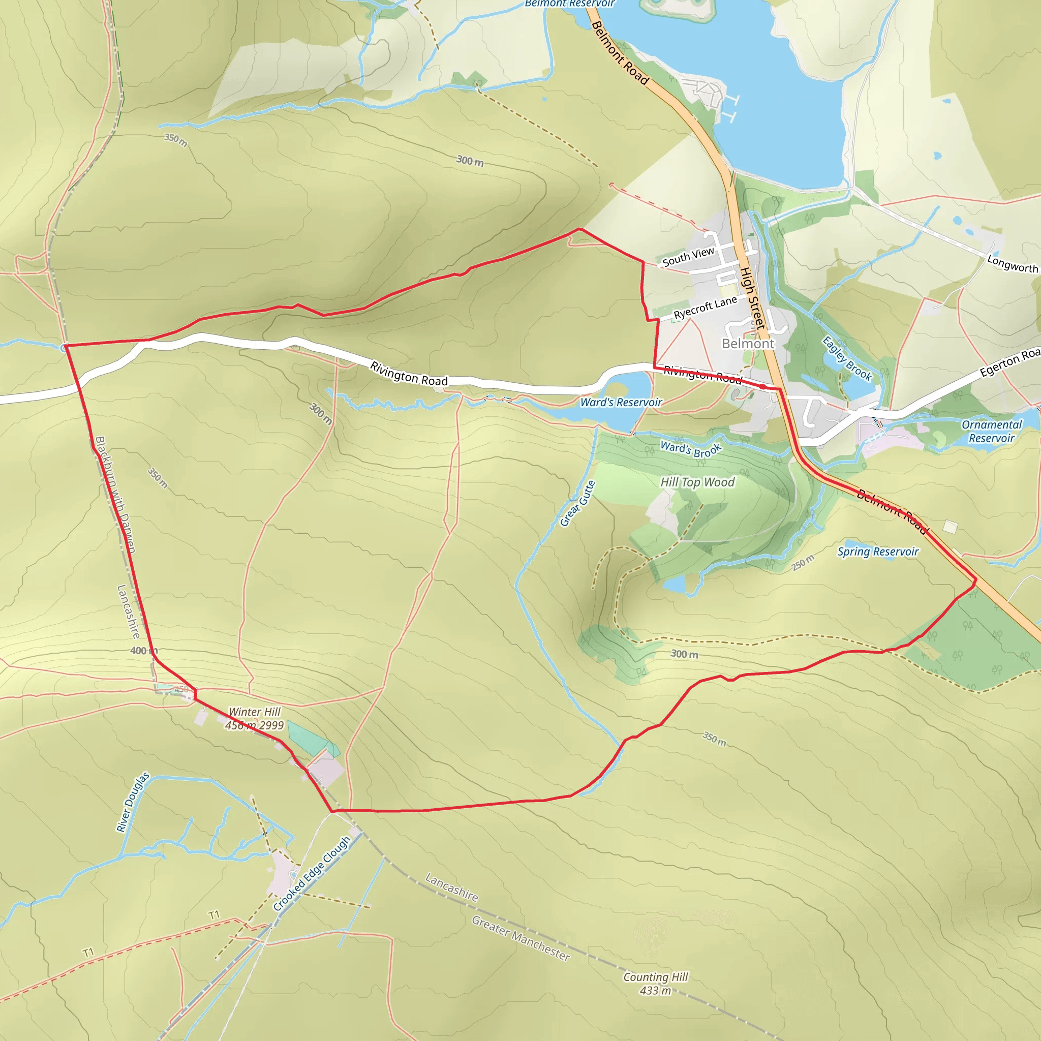 Belmont Loop via Winter Hill mobile static map