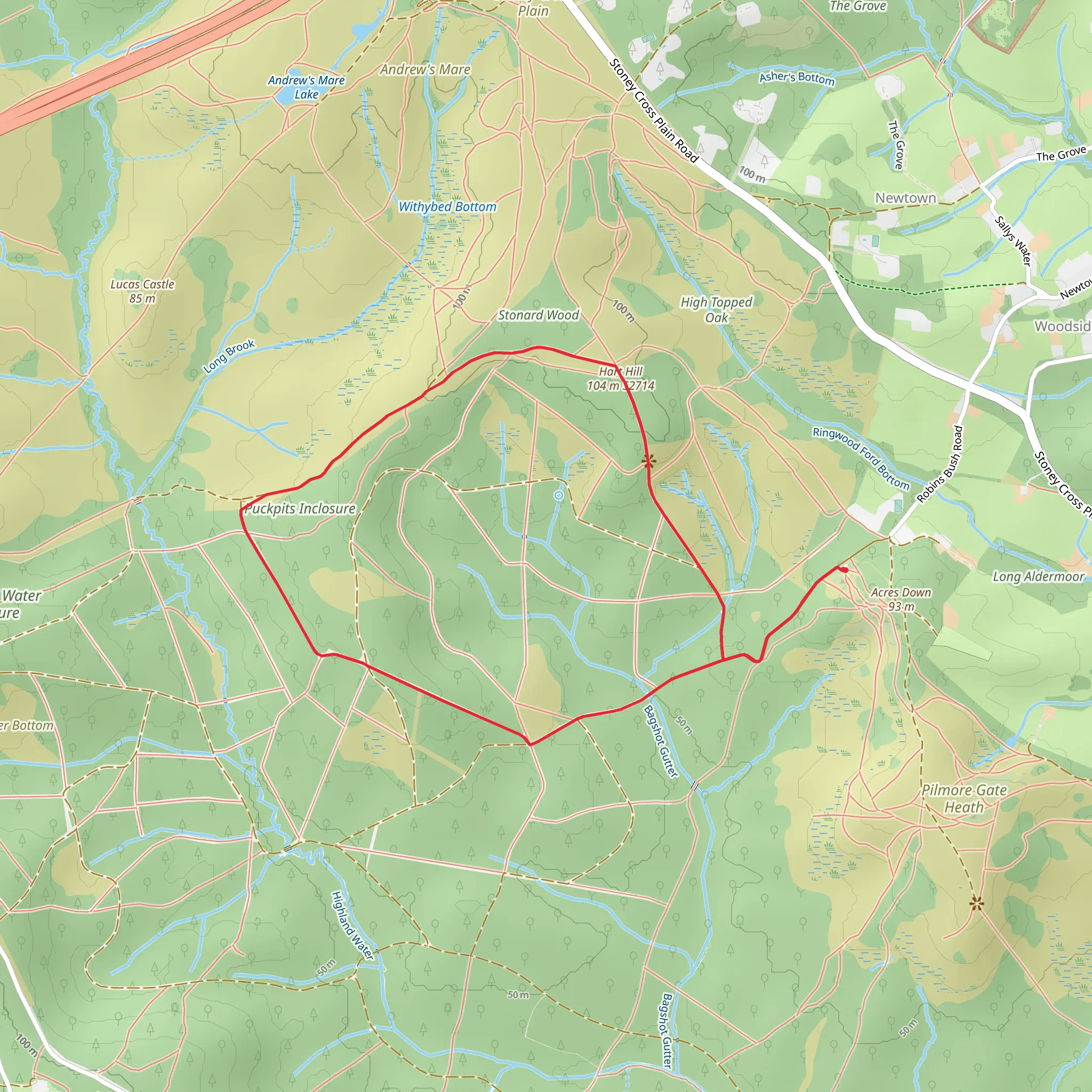 Hart Hill and Puckpits Pound Loop mobile static map