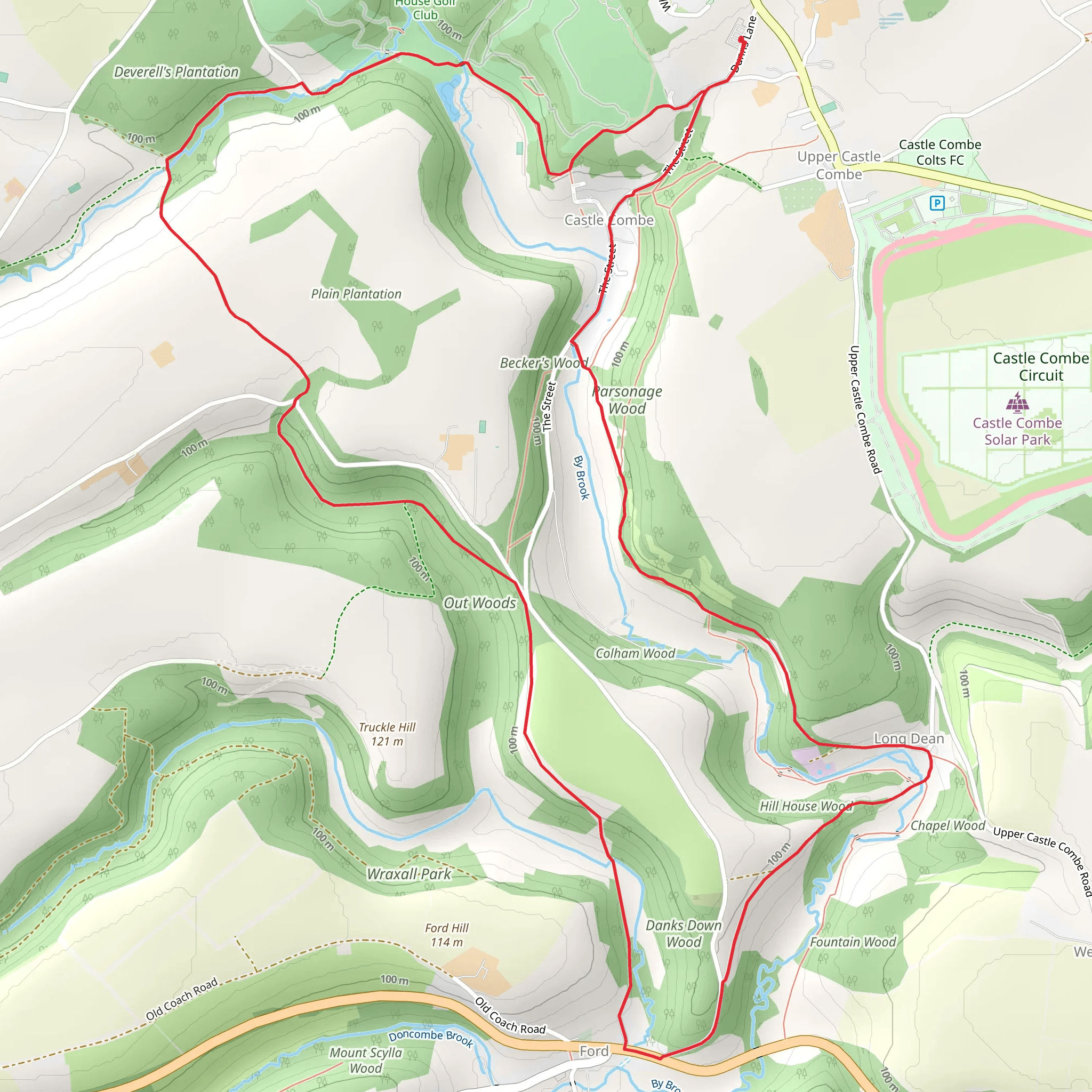 Danks Down Wood and Deverell's Plantation Loop mobile static map