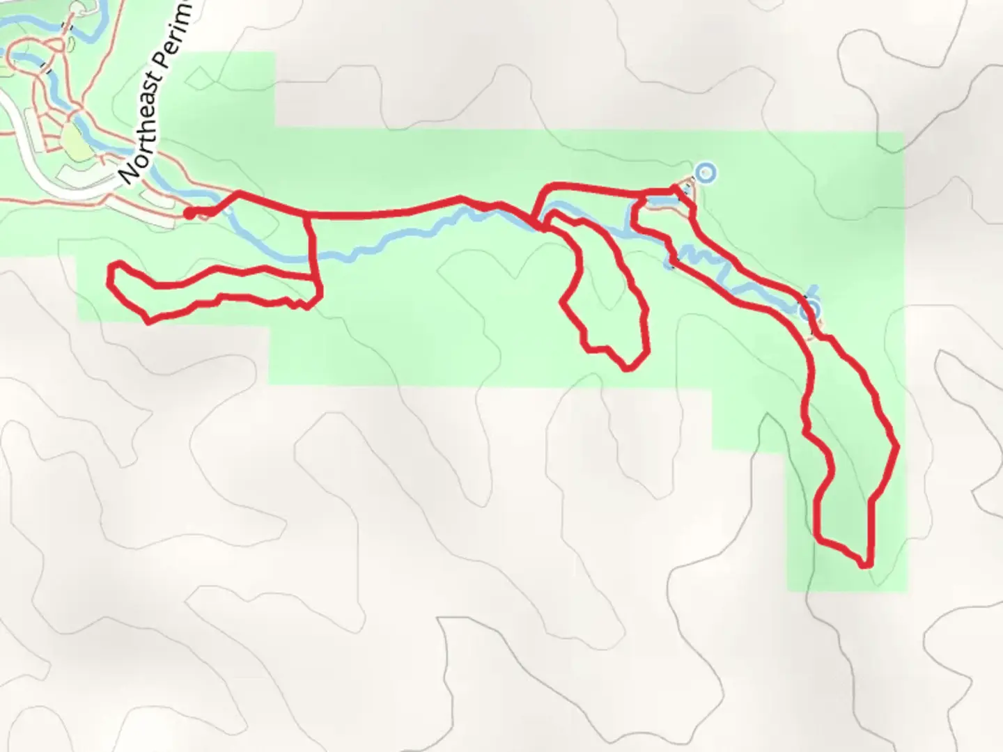 An image depicting the trail Prairie, Tail Oaks and Buffalo Springs Loop Trail and its surrounding area.