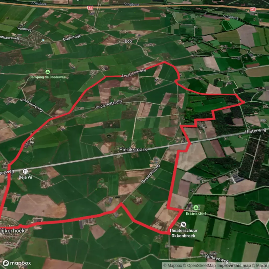 An image depicting the trail WNW Twente - Dijkerhoek Loop Route and its surrounding area.