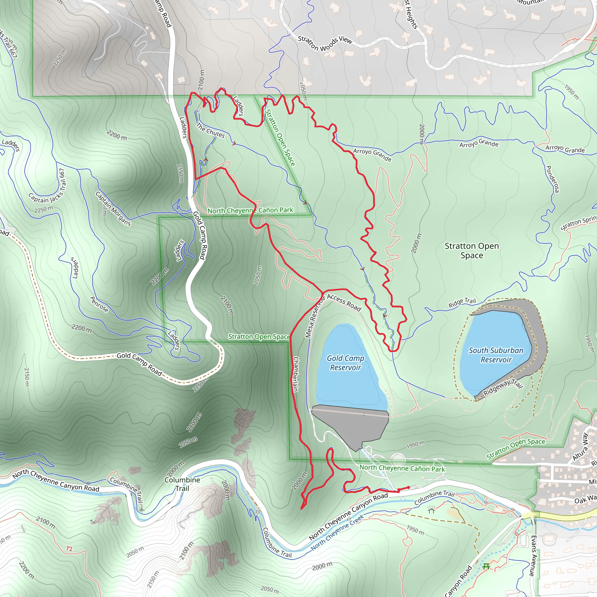 Chamberlain and Gold Camp Path Loop mobile static map