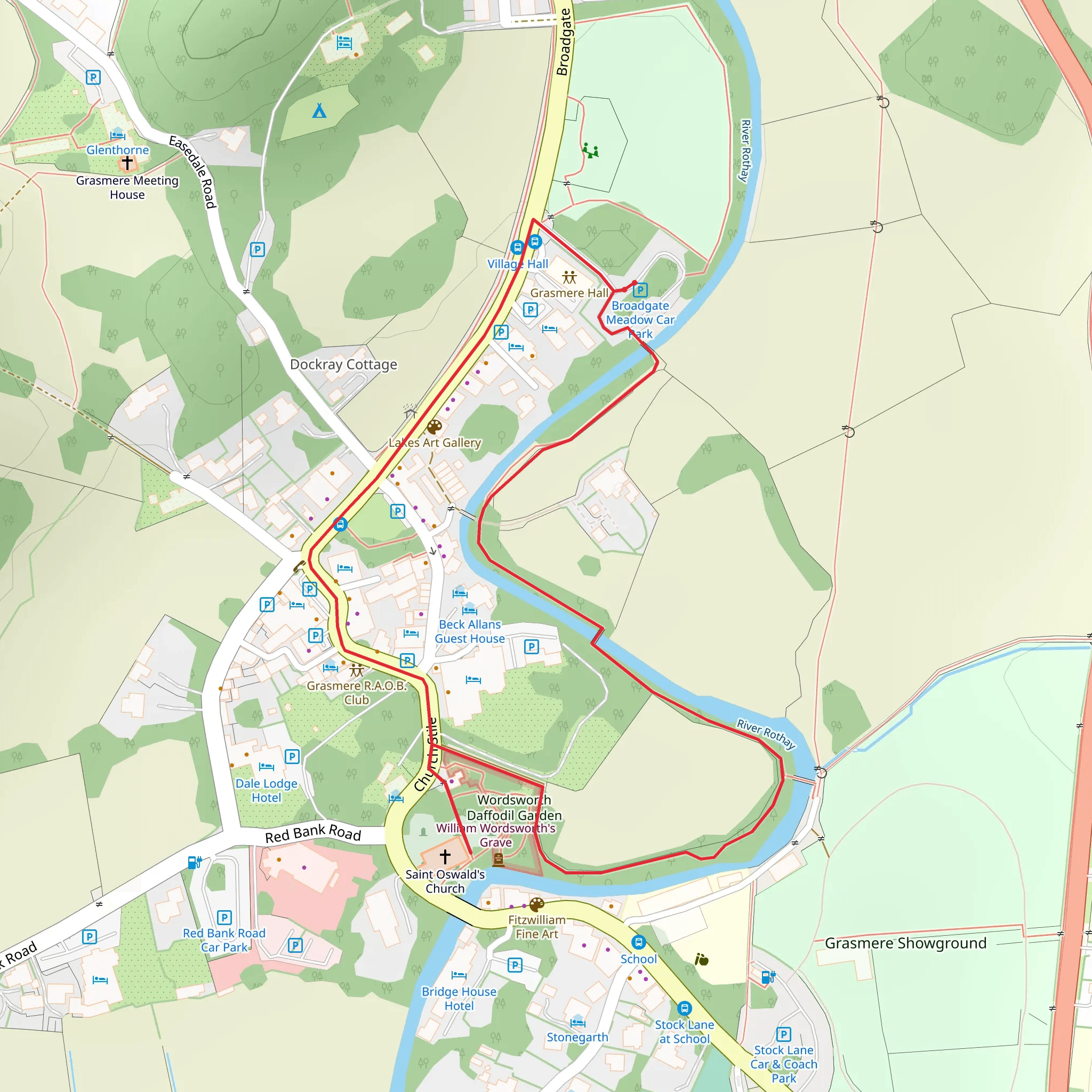 Grasmere Riverside and Wordsworth Grave Loop from Grasmere mobile static map