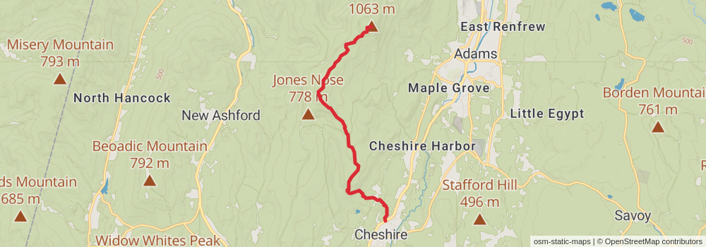 Cheshire to Mount Greylock Trail stage 2 Map