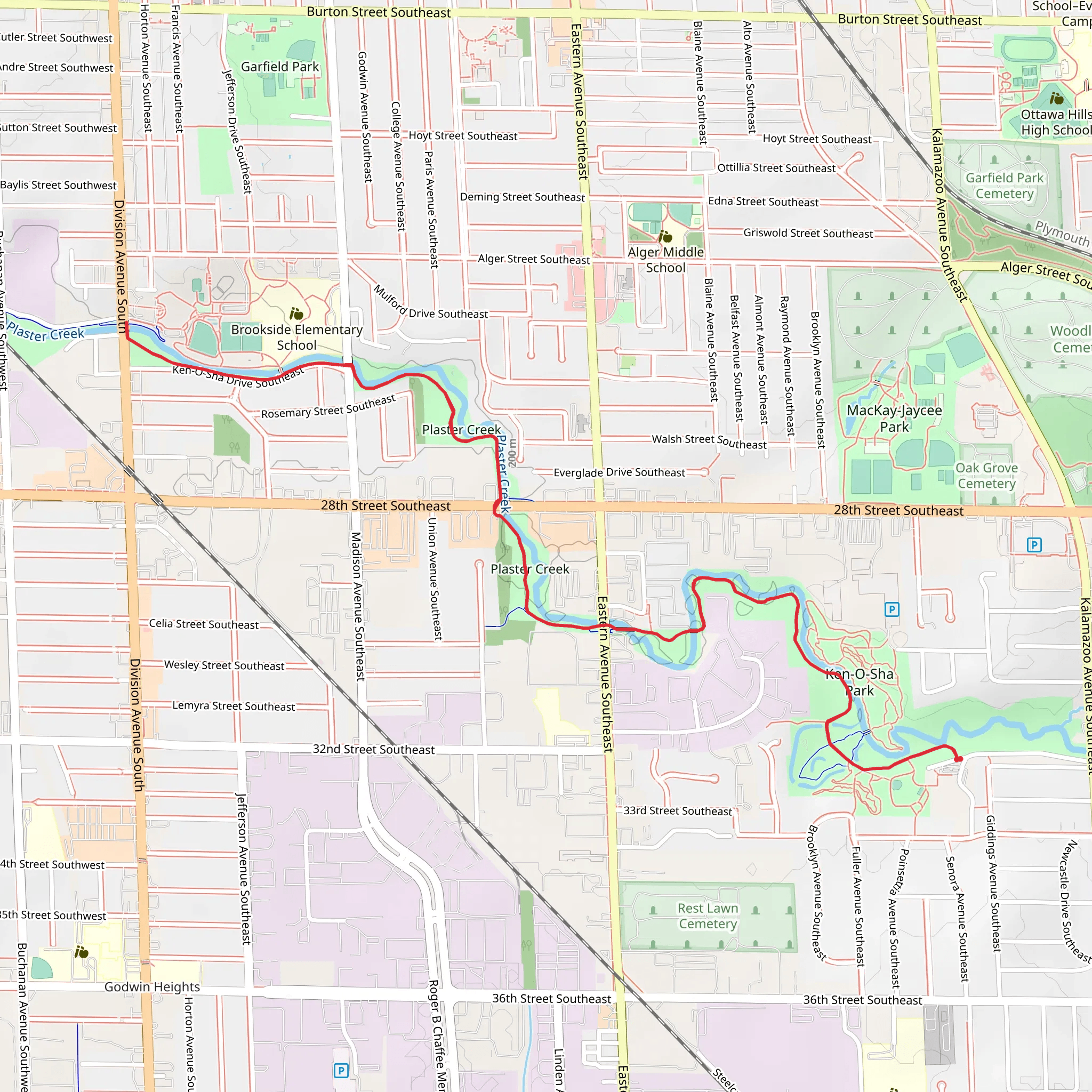 Plaster Creek Trail mobile static map