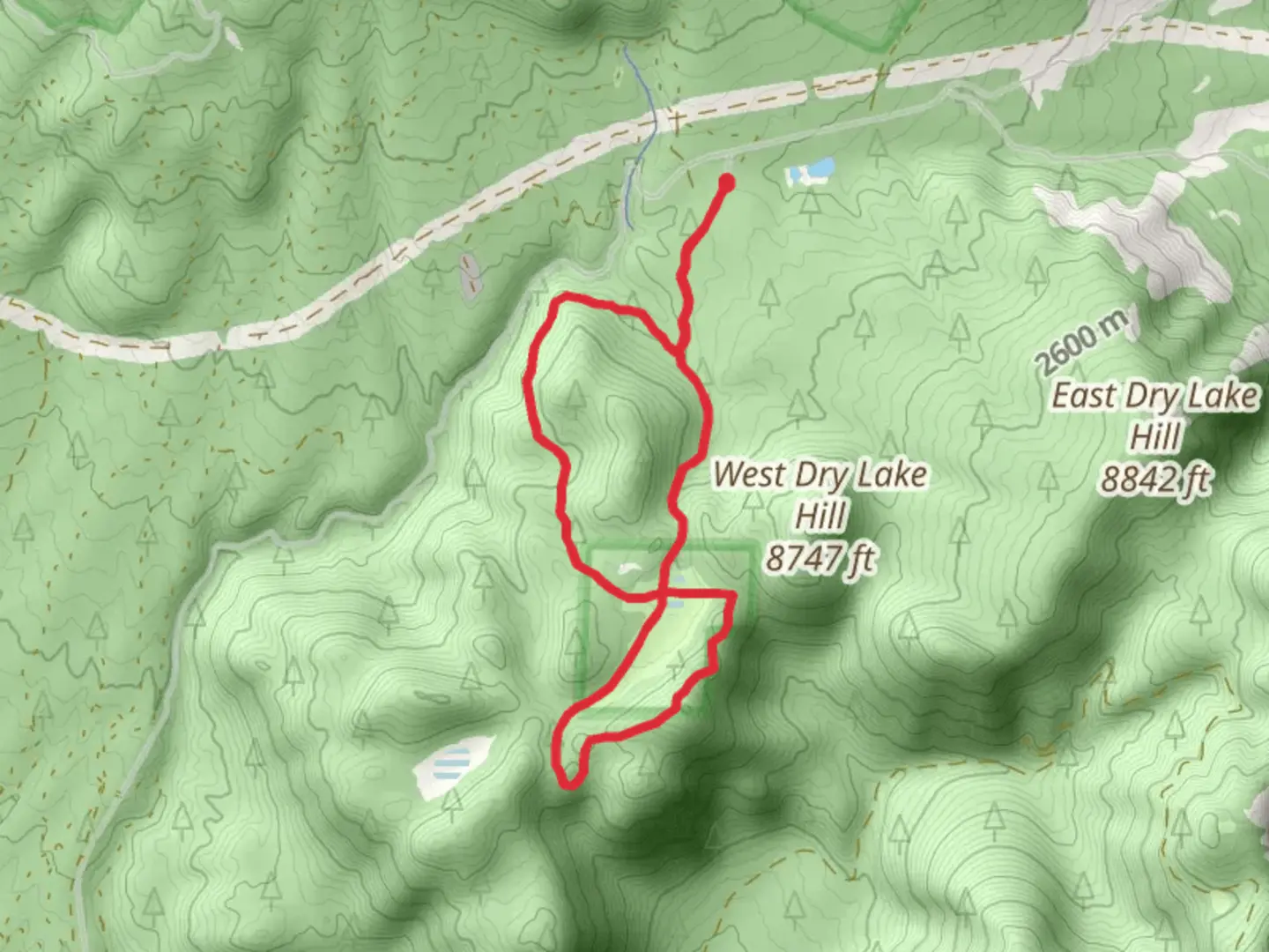 An image depicting the trail Dry Lakes Hills - Pickle Trail, Jedi Trail and Little Gnarly Trail and its surrounding area.