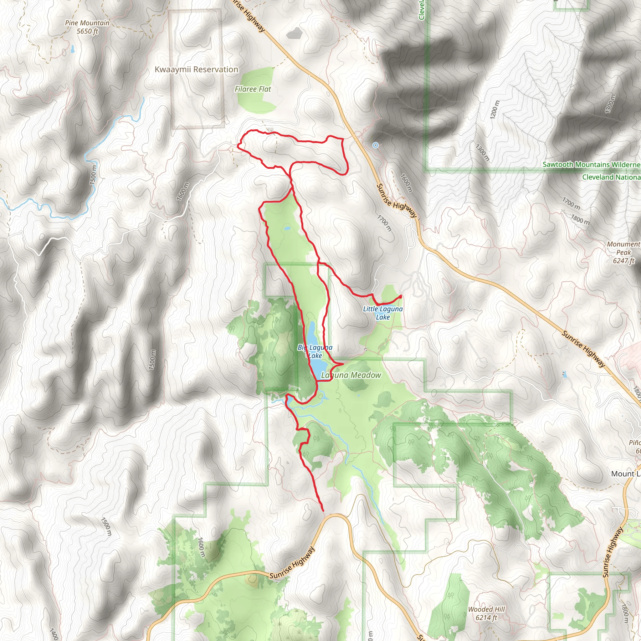 El Prado Spur Trail, Big Laguna Trail and Meadow Spur Trail mobile static map