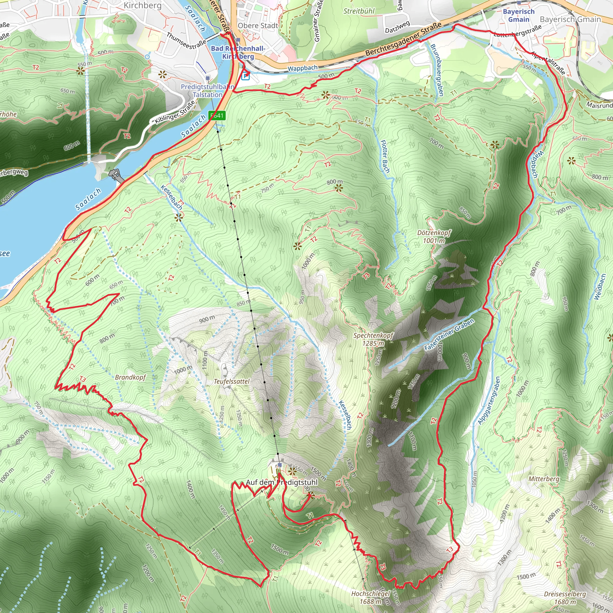 Predigtstuhl and Wappbach via AV Weg mobile static map