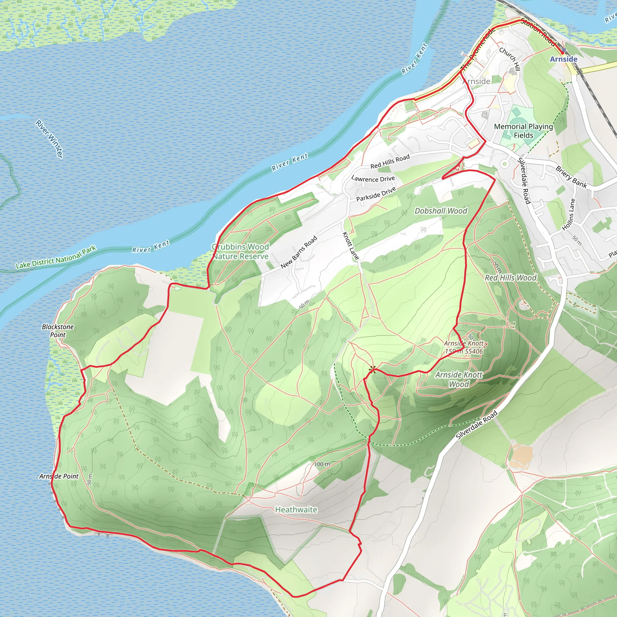 Arnside Circular Path mobile static map