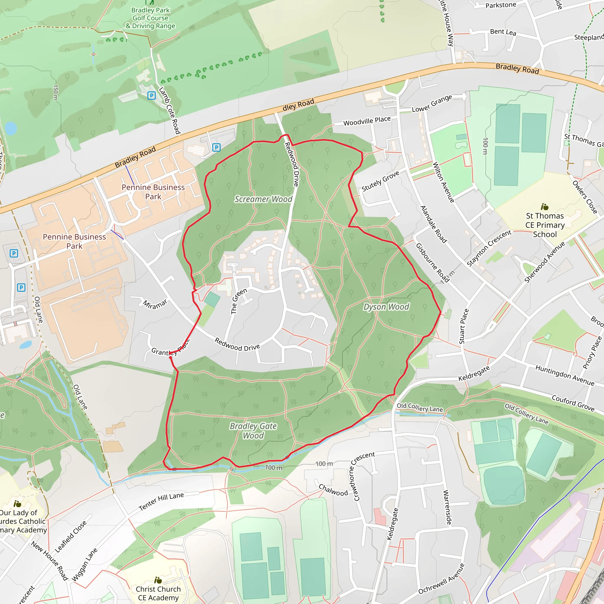 Bradley, Dyson and Screamer Wood Loop mobile static map