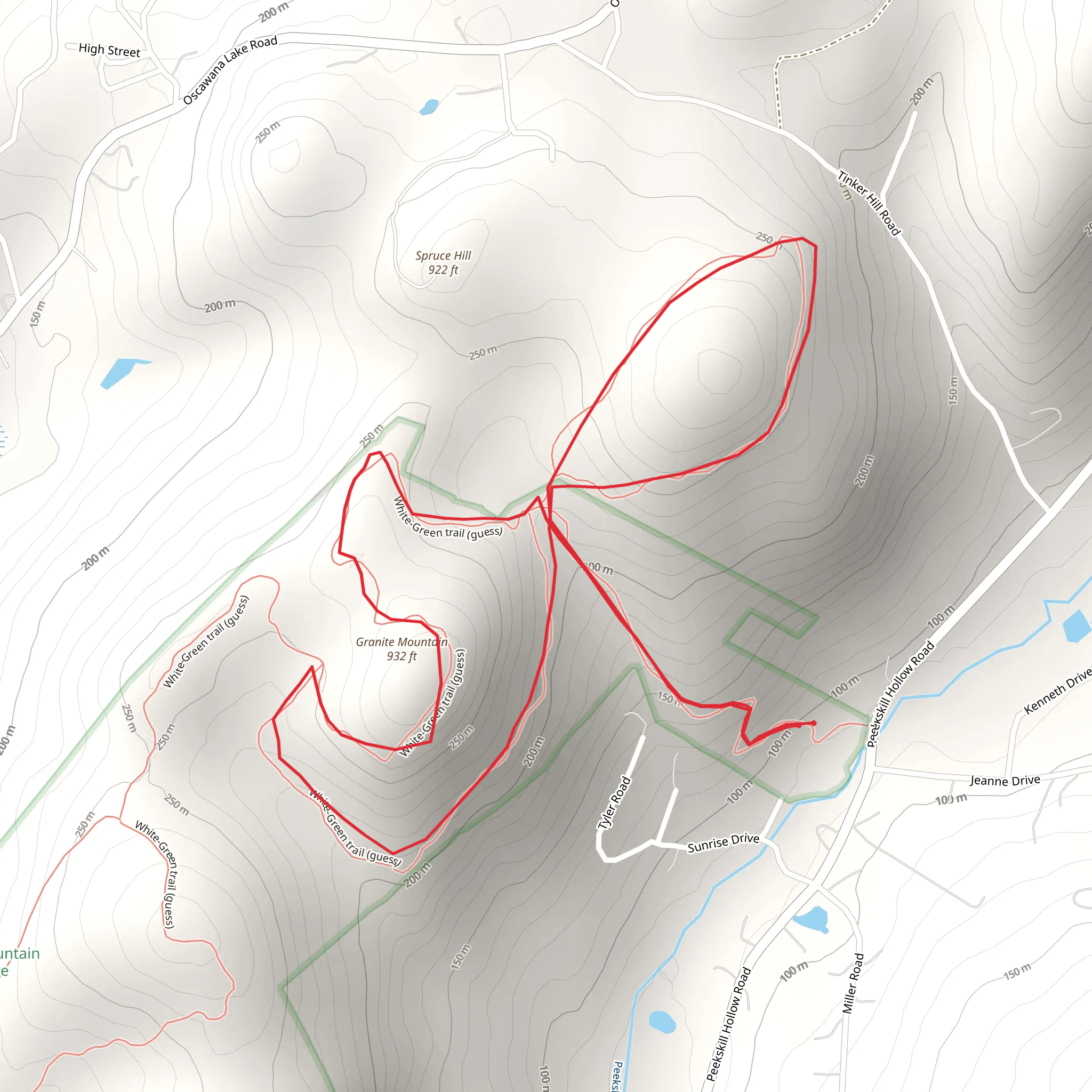 Granite Mountain and Peekskill Hollow Creek Loop mobile static map