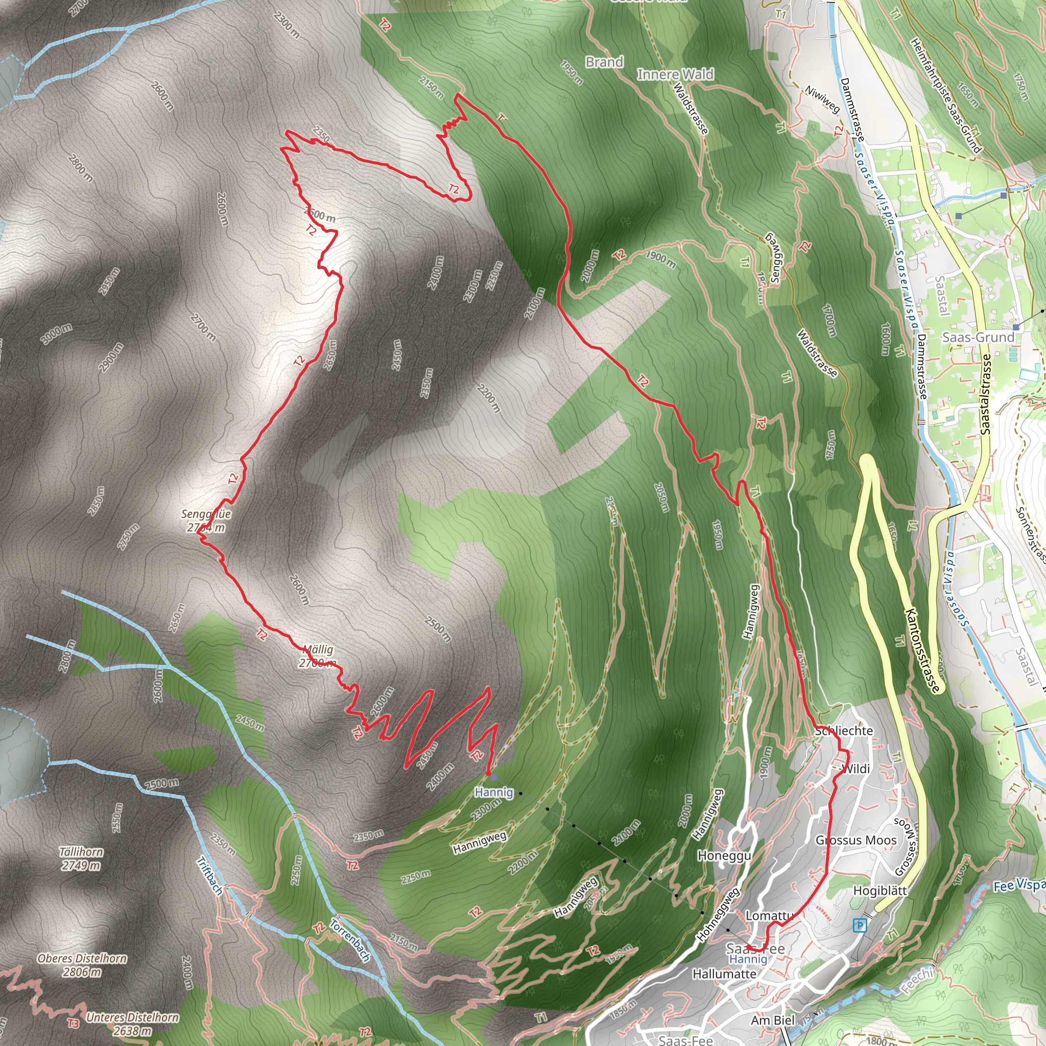 Mällig - Senggflüe - Saas - Fee mobile static map