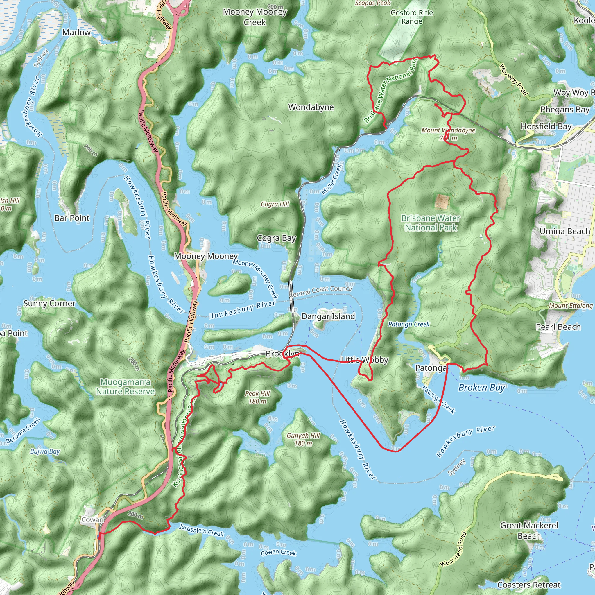 The Great North Walk 2 Day - Cowan to Wondabyne mobile static map