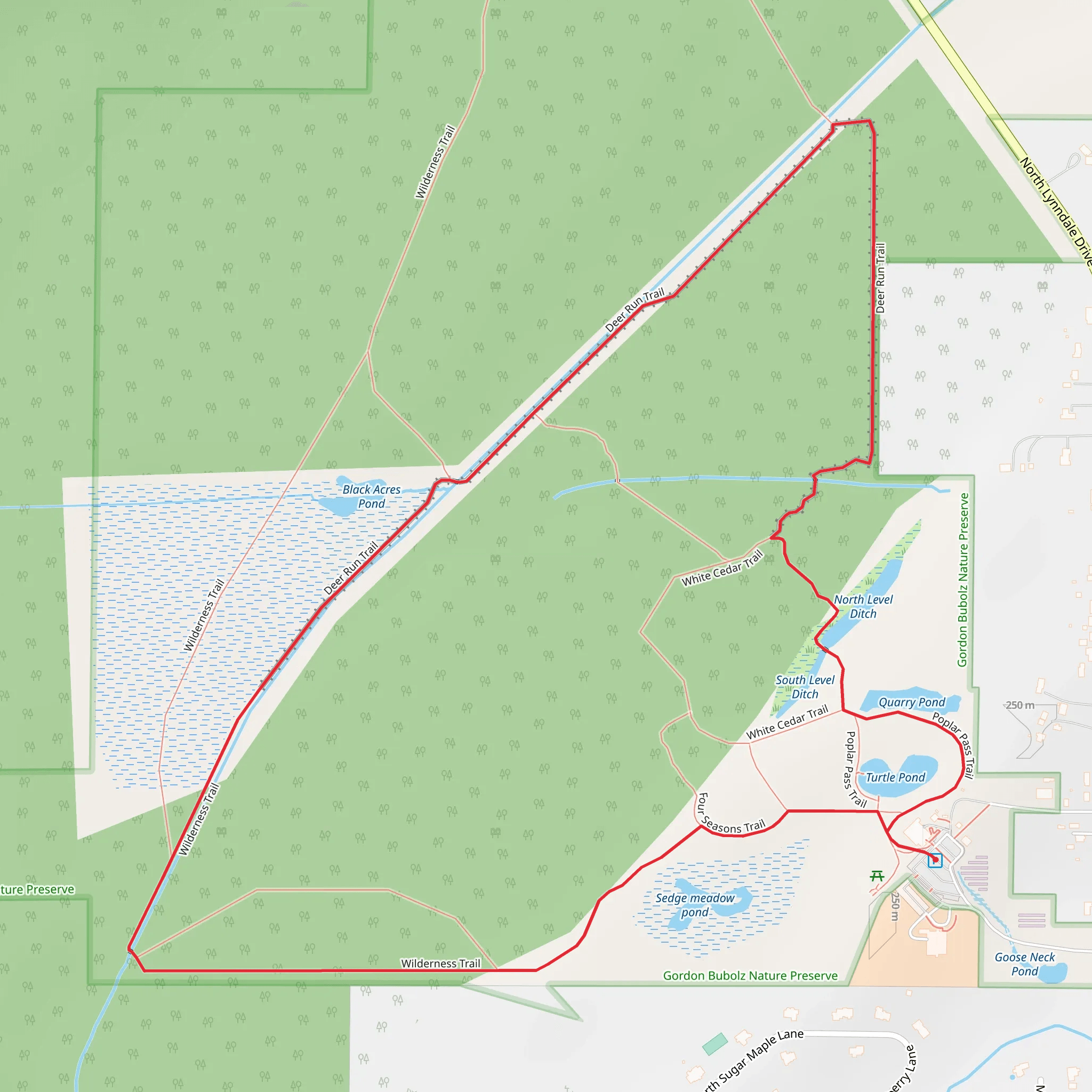 Dear Run and Wilderness Loop Trail mobile static map