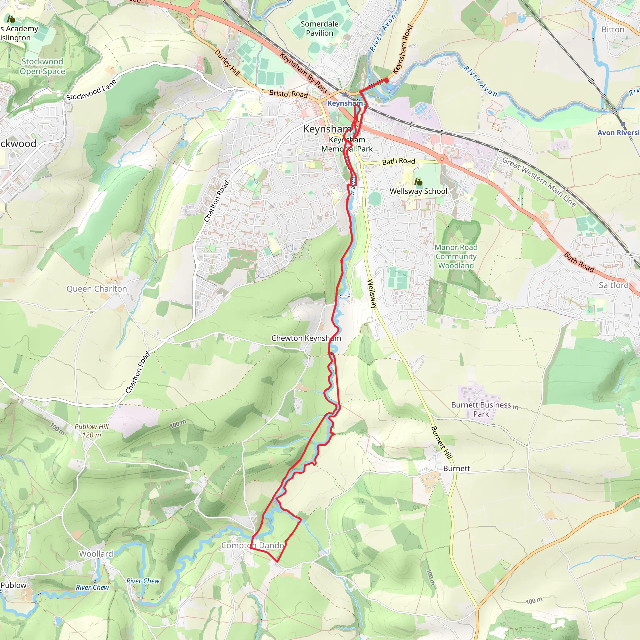 Keynsham Memorial Park and Chewton Keynsham Walk mobile static map