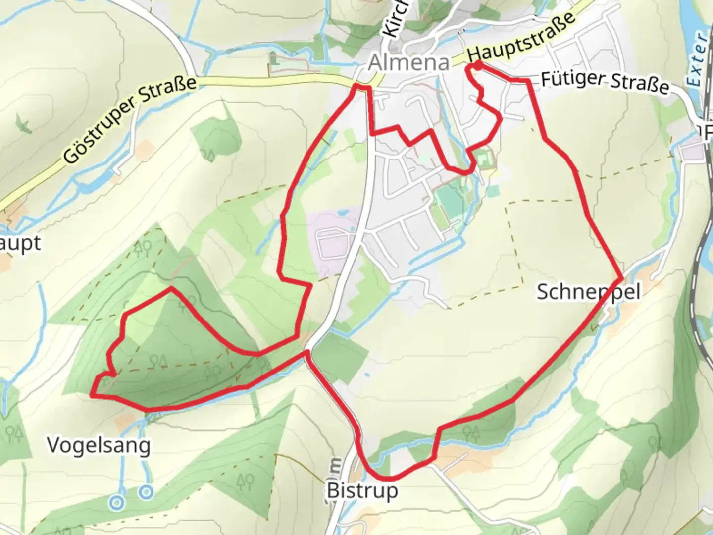 An image depicting the trail Almena Alte Schule and its surrounding area.