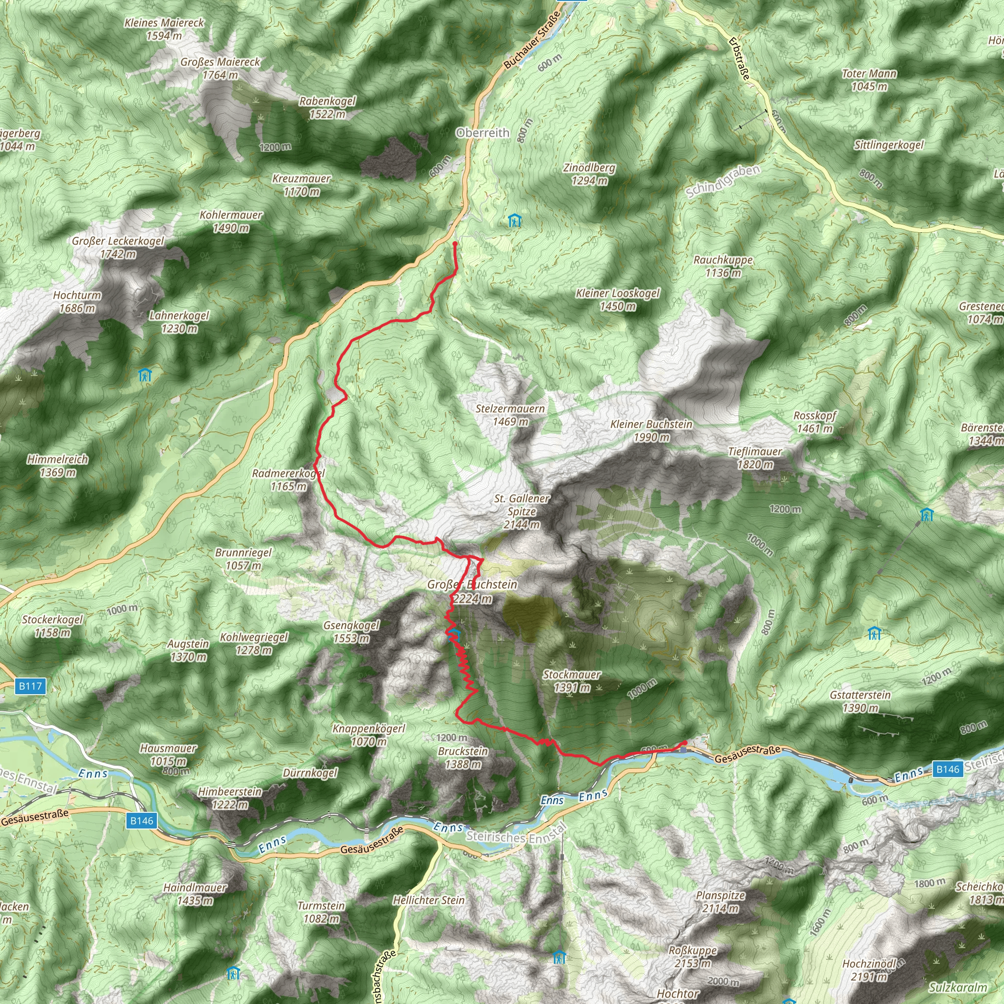 Großer Buchstein Crossing mobile static map