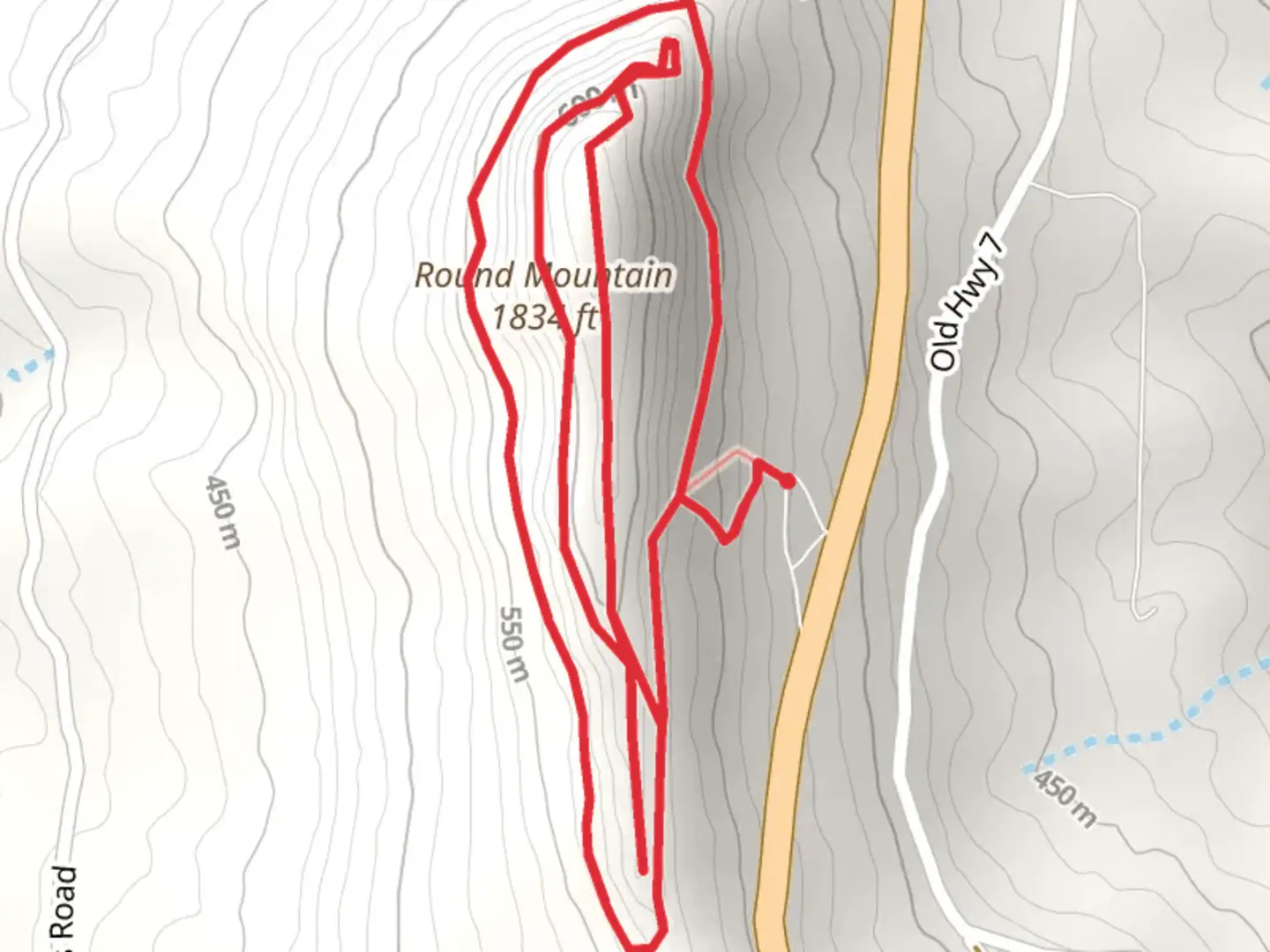 An image depicting the trail Round Mountain - Ridge Top Trail and its surrounding area.