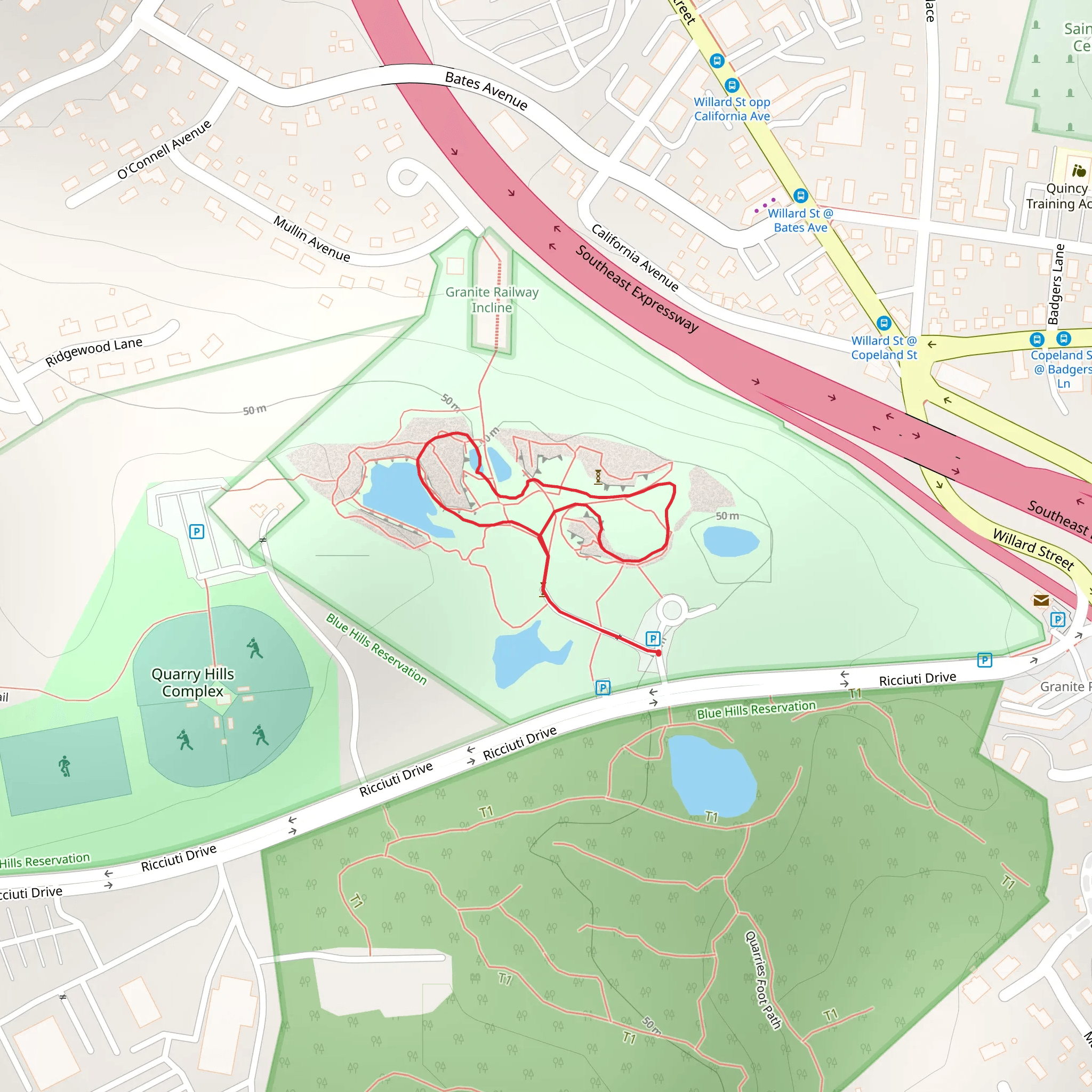 Quincy Quarries Reservation Loop mobile static map