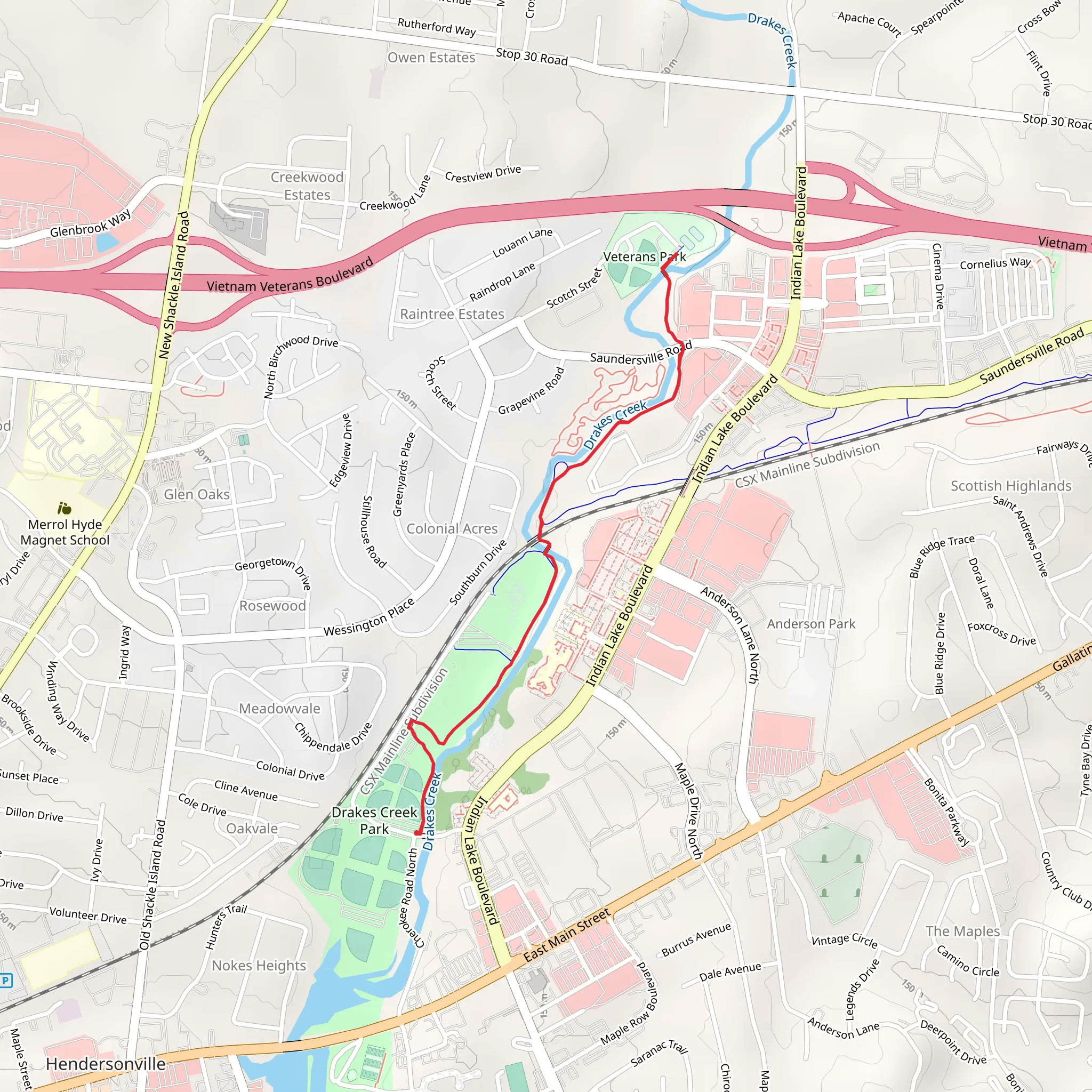 Veterans Park - Hendersonville Greenway mobile static map