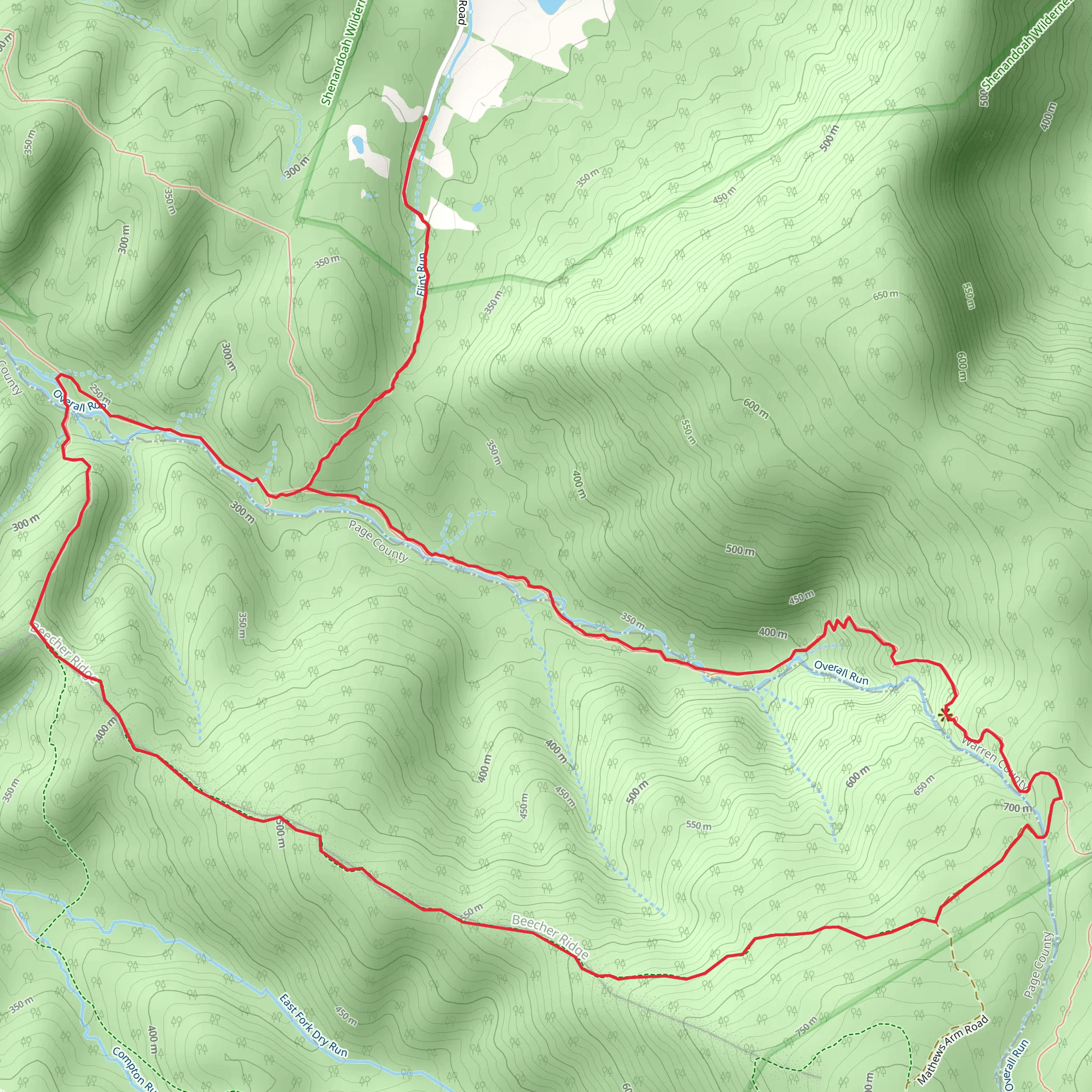 Overall Run and Beecher Ridge Loop Trail mobile static map