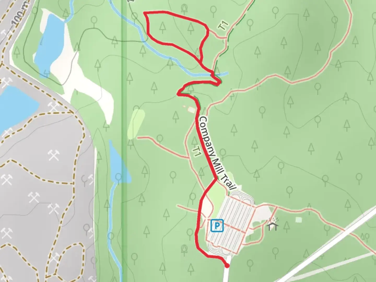 An image depicting the trail Company Mill Trail and its surrounding area.