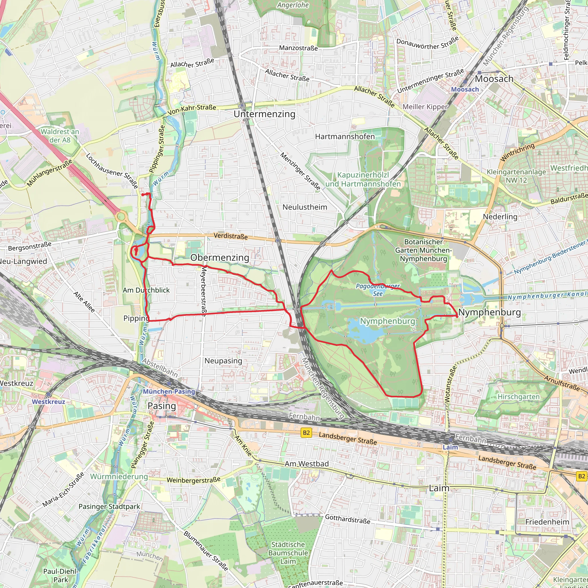Pagodenburger See and Schloss Blutenburg via An der Schlossmauer mobile static map