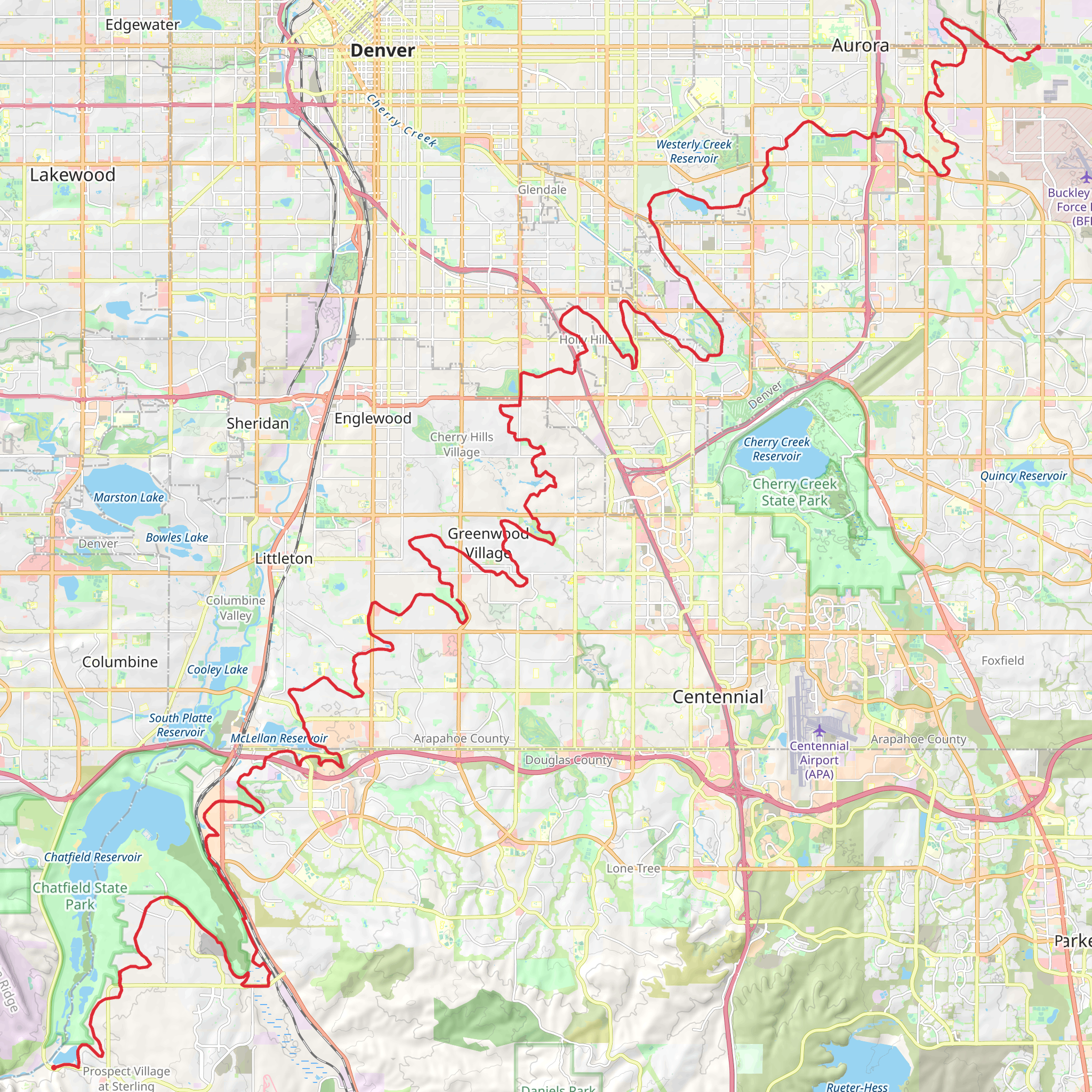 High Line Canal Trail mobile static map