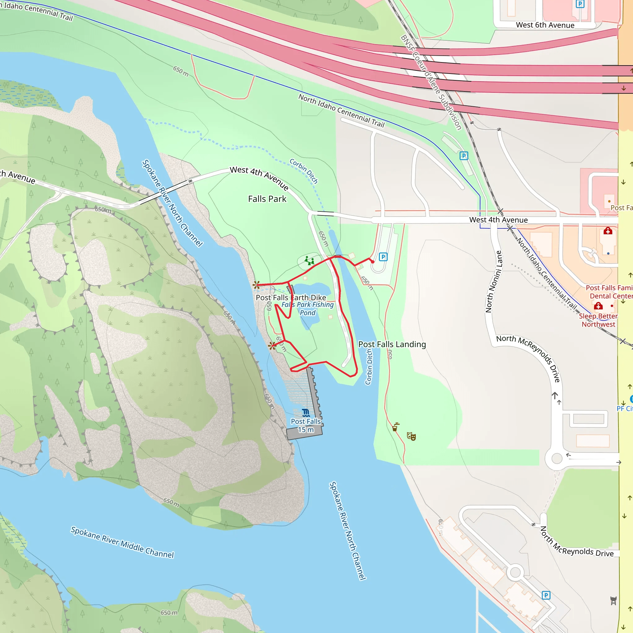 Falls Park Fishing Pond Loop mobile static map