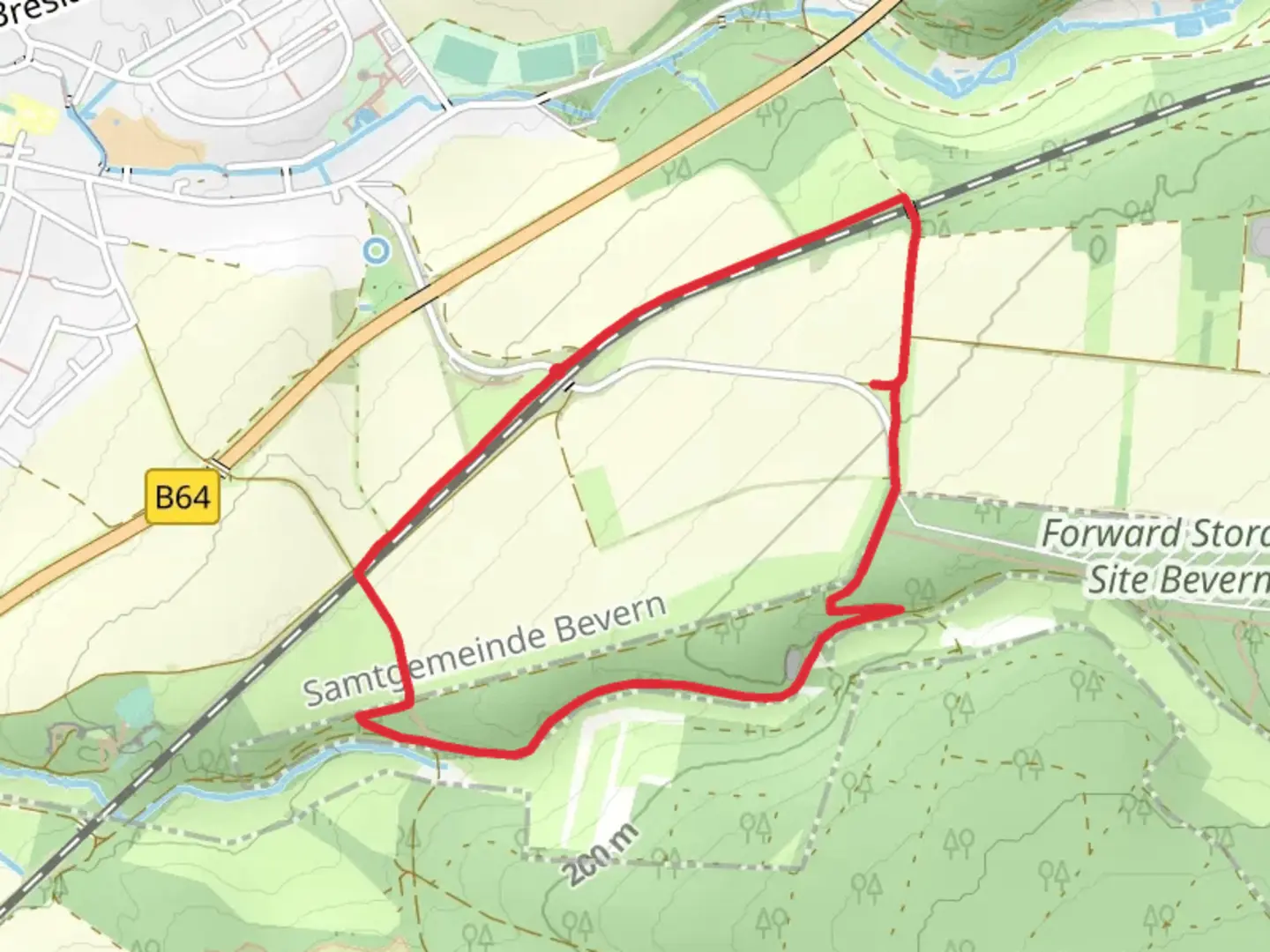An image depicting the trail Kalberweide North Loop and its surrounding area.