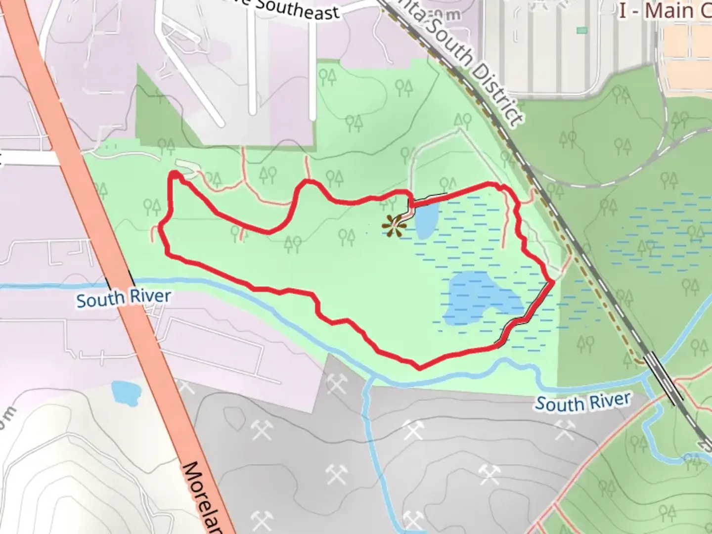 An image depicting the trail Constitution Lakes Park Loop and its surrounding area.