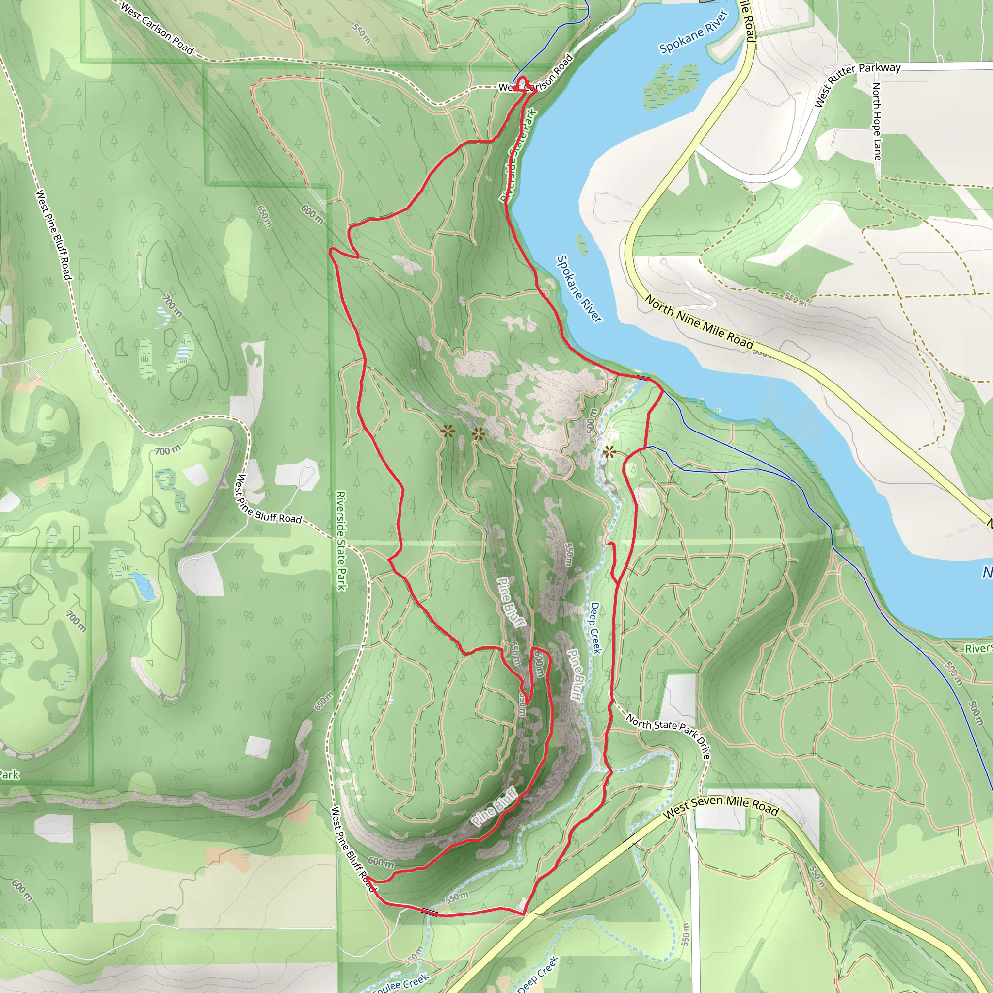 Trail 25 and Spokane River Centennial Trail Loop mobile static map