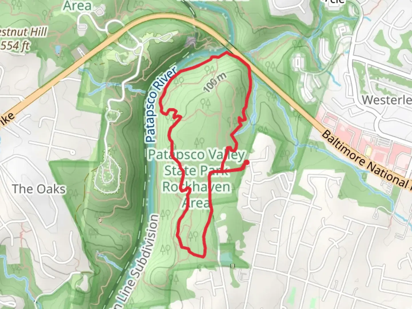 An image depicting the trail Jane, Mill Race and Stairway to Haven Loop Trail and its surrounding area.