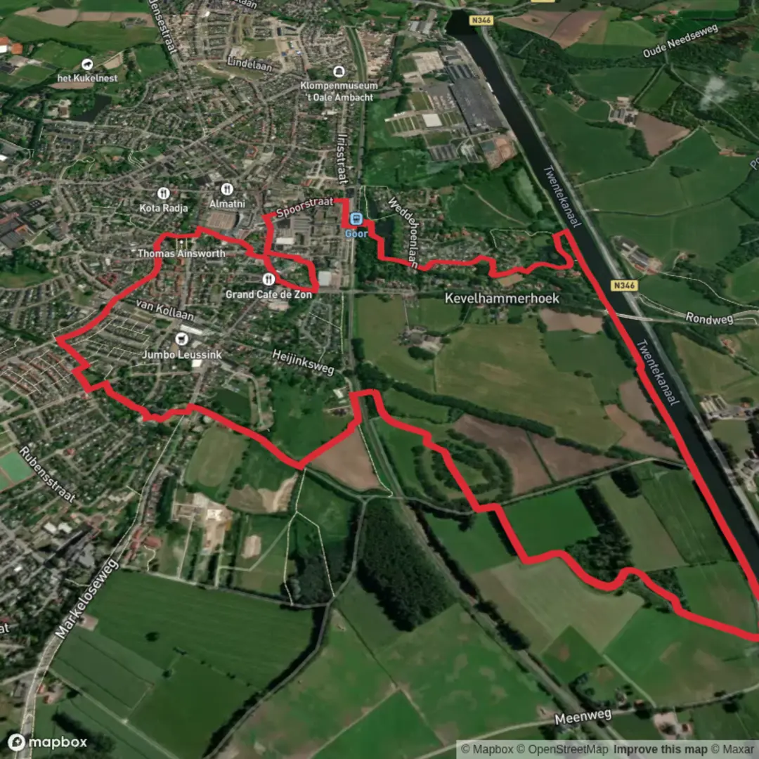 An image depicting the trail Reggepad and Vijverpad Loop and its surrounding area.