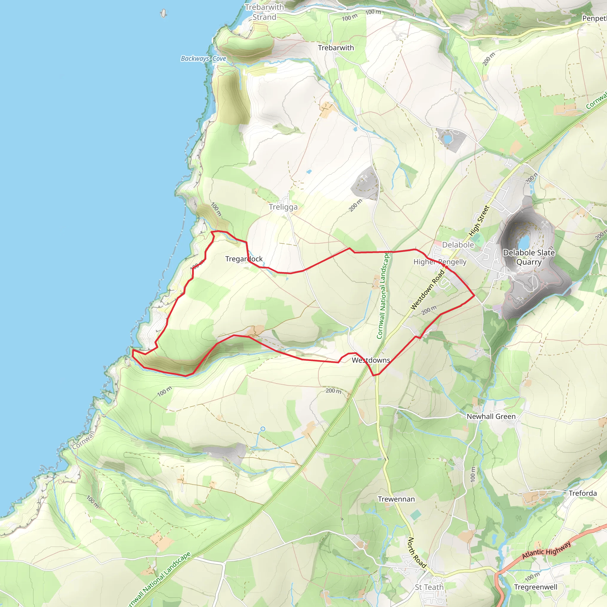 Tregardock Cliff Walk mobile static map