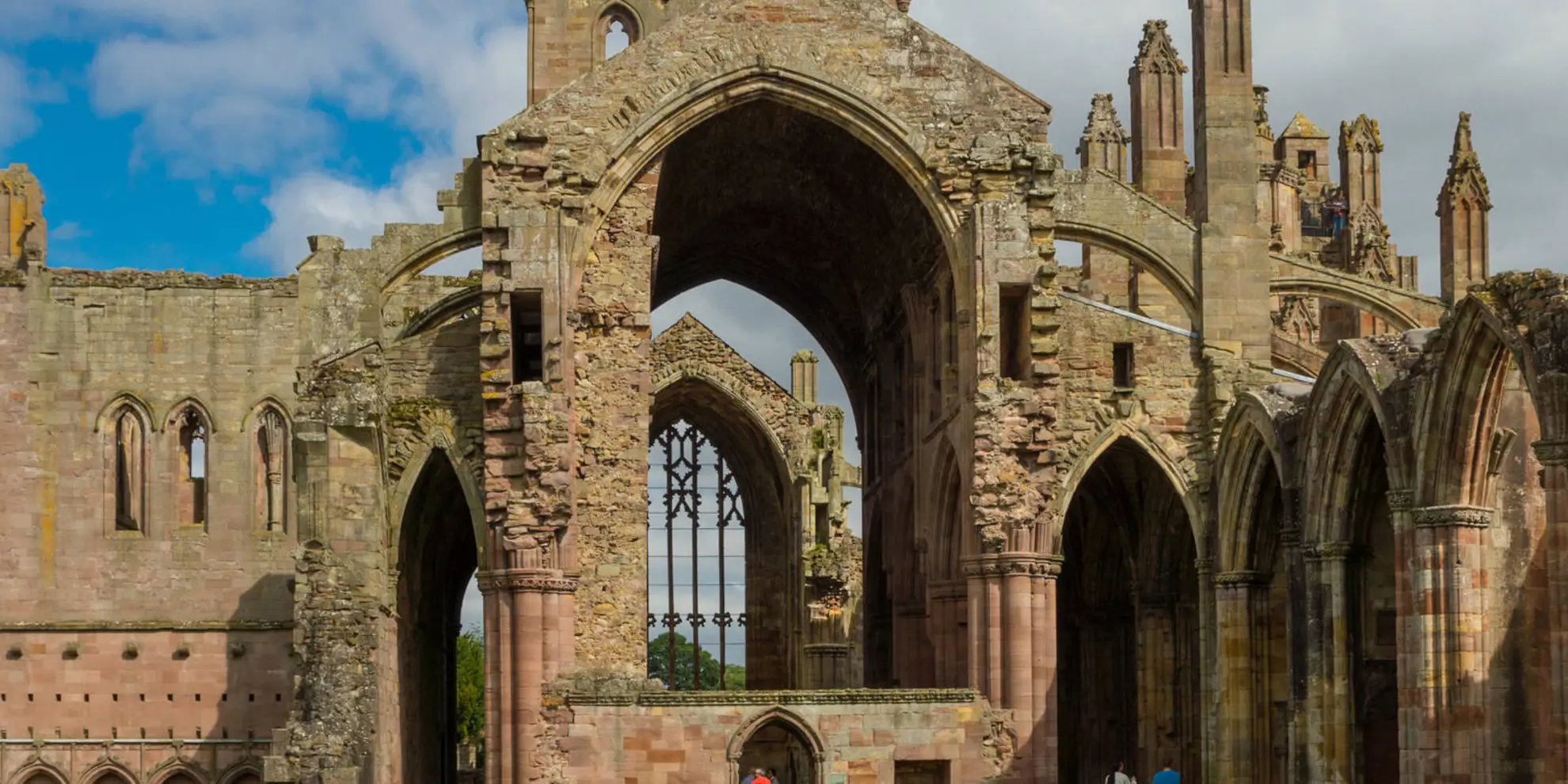 An image depicting the trail Melrose and the Eildon Hills and its surrounding area.