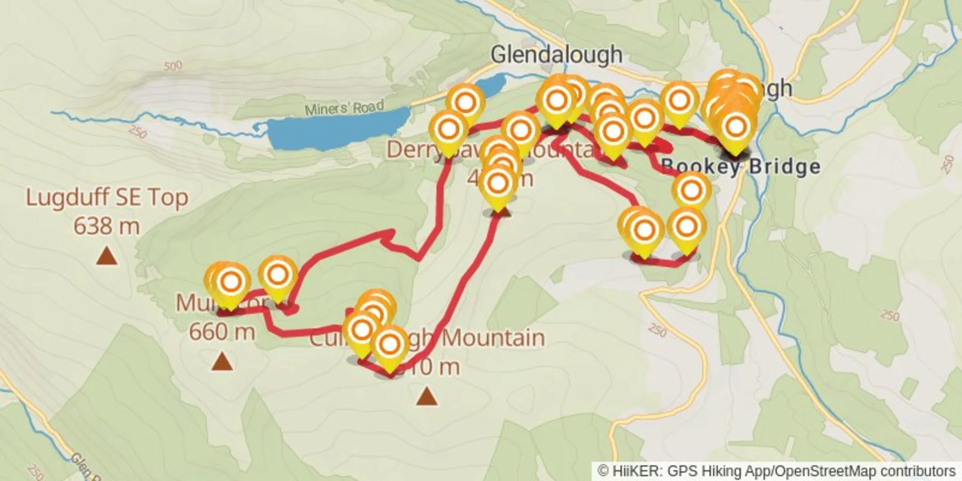 An image depicting the trail Run the Ridge course profile and its surrounding area.