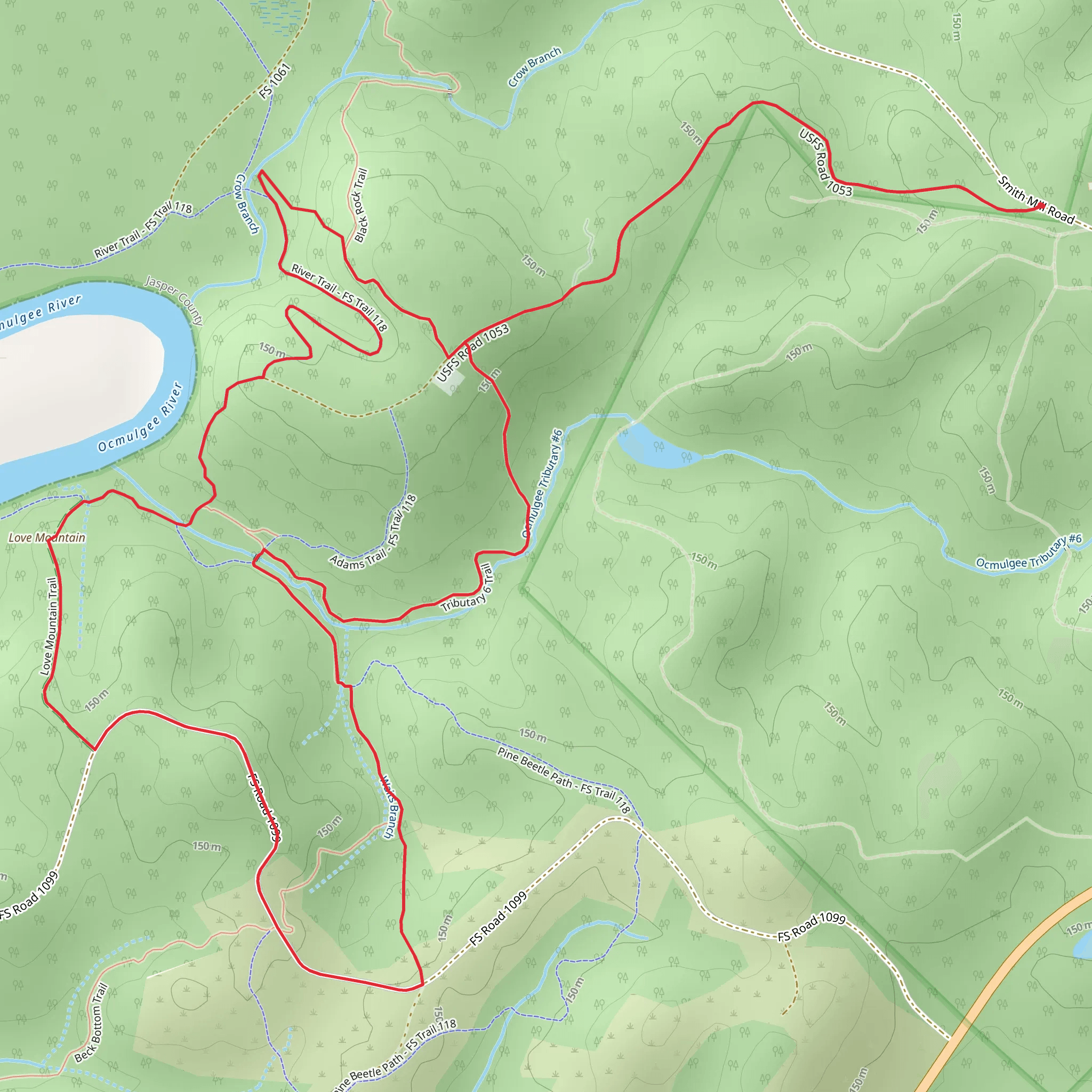 Love Mountain Trail, Tributary Trail and Waits Ferry Trail mobile static map