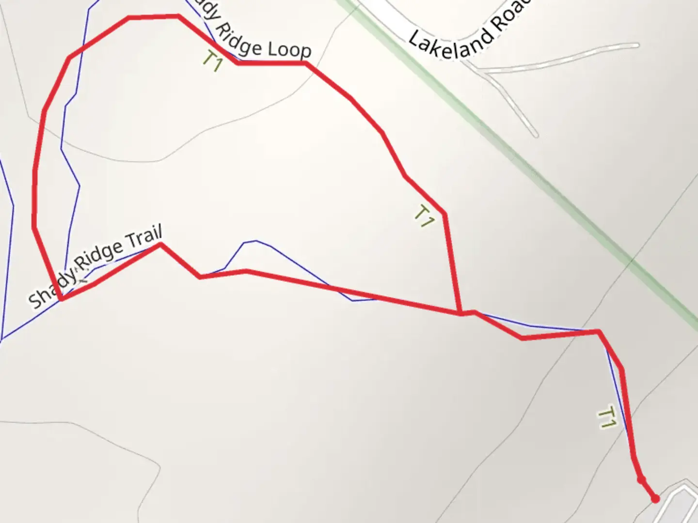 An image depicting the trail Shady Ridge Loop and its surrounding area.