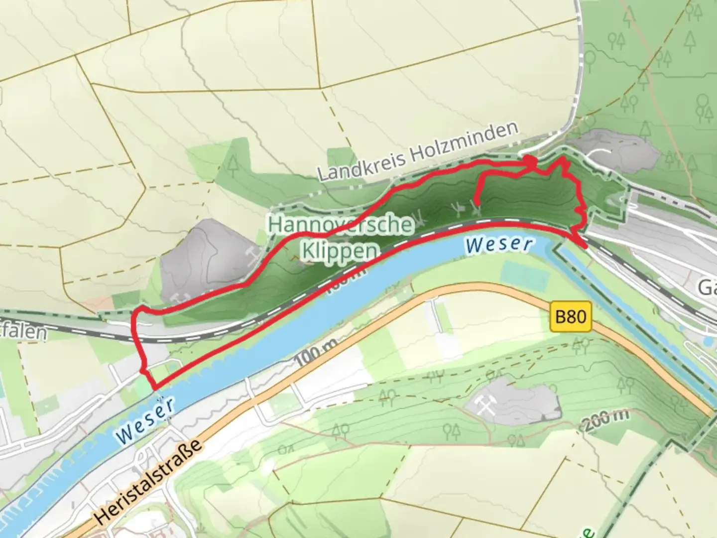 An image depicting the trail Weser-Skywalk Loop and its surrounding area.