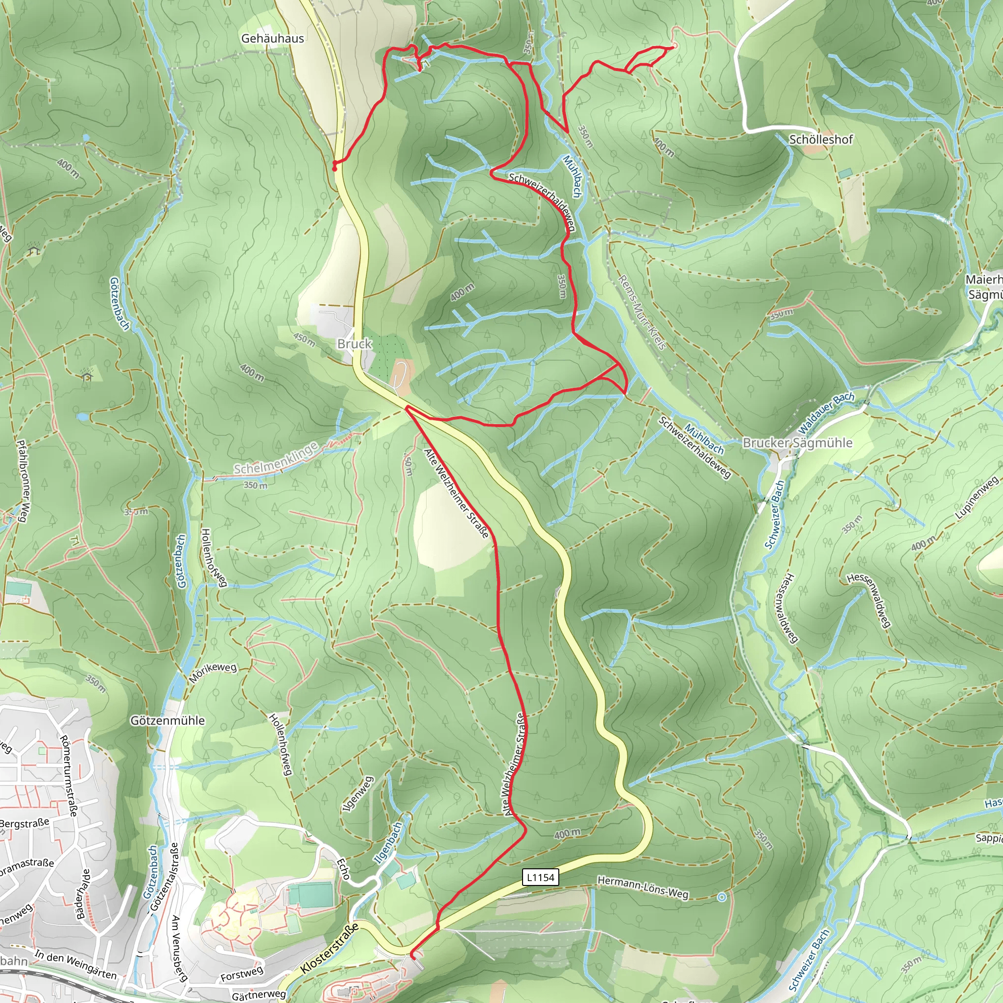 Schillergrotte and Hohler Stein via Schweizerhaldeweg mobile static map